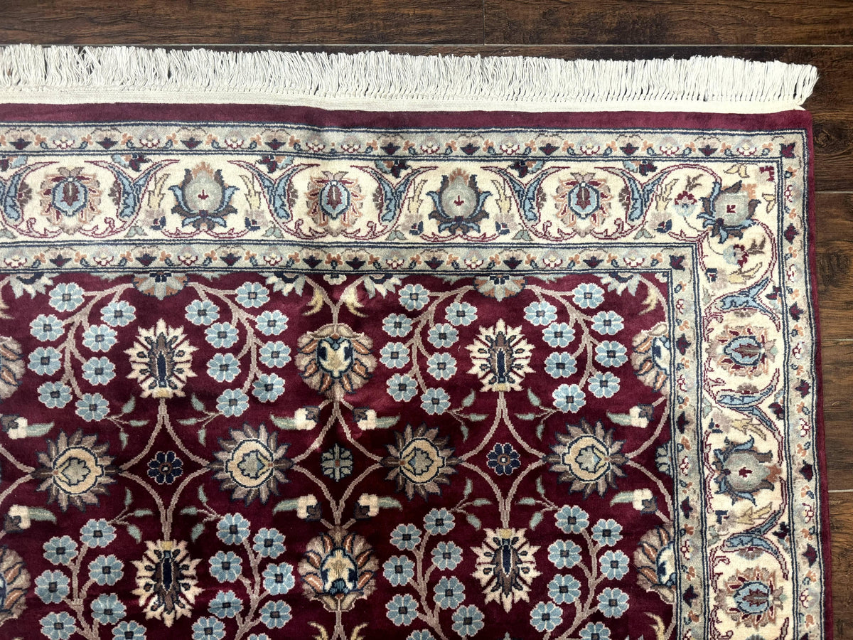 Pak Persian Rug 4x6, Floral Allover, Vintage Wool Carpet, Plum and Ivory - Jewel Rugs, view 8