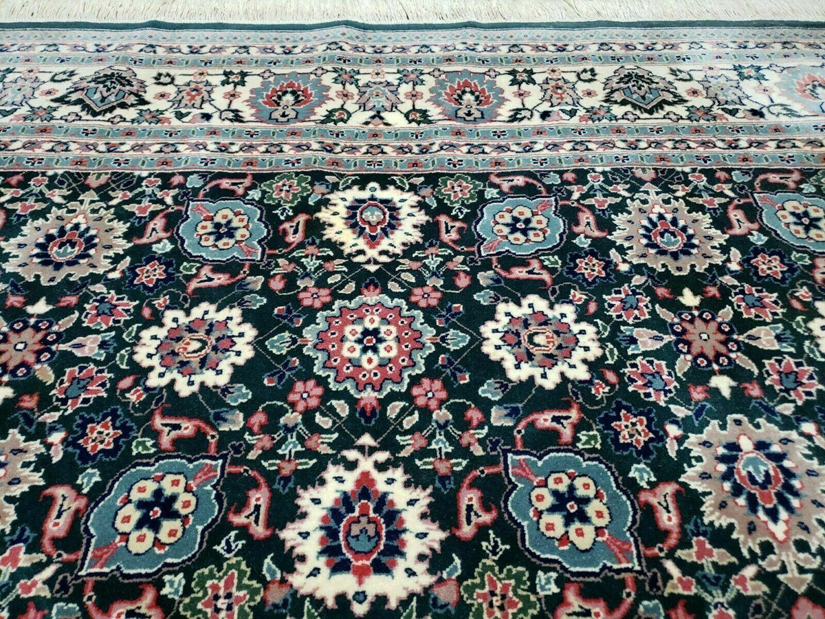 8' X 10' Handmade Indian Oriental Wool Rug Carpet Organic Dye Forest Green Nice - Jewel Rugs, view 3