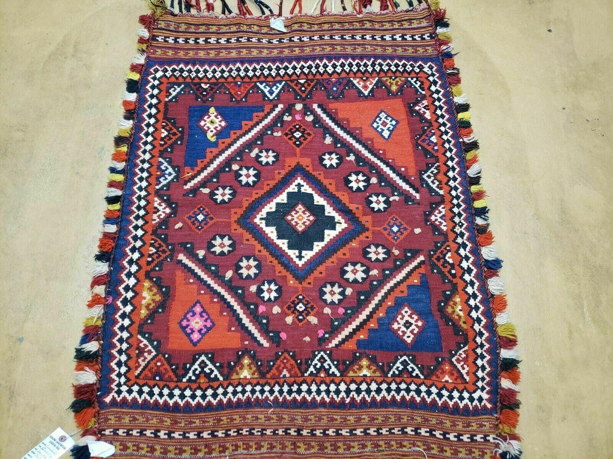 3' X 4' Antique Handmade Turkish Wool Kilim Rug Decorative Seat Cover - Jewel Rugs, view 12