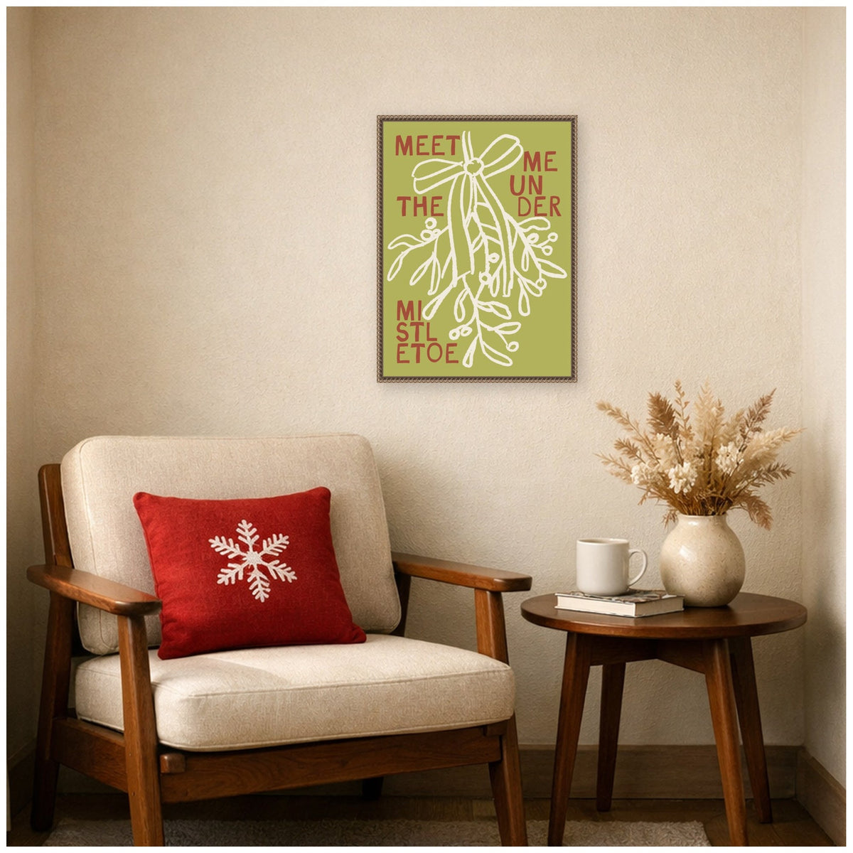 Mistletoe by Kikiandnim Framed Canvas Wall Art Print