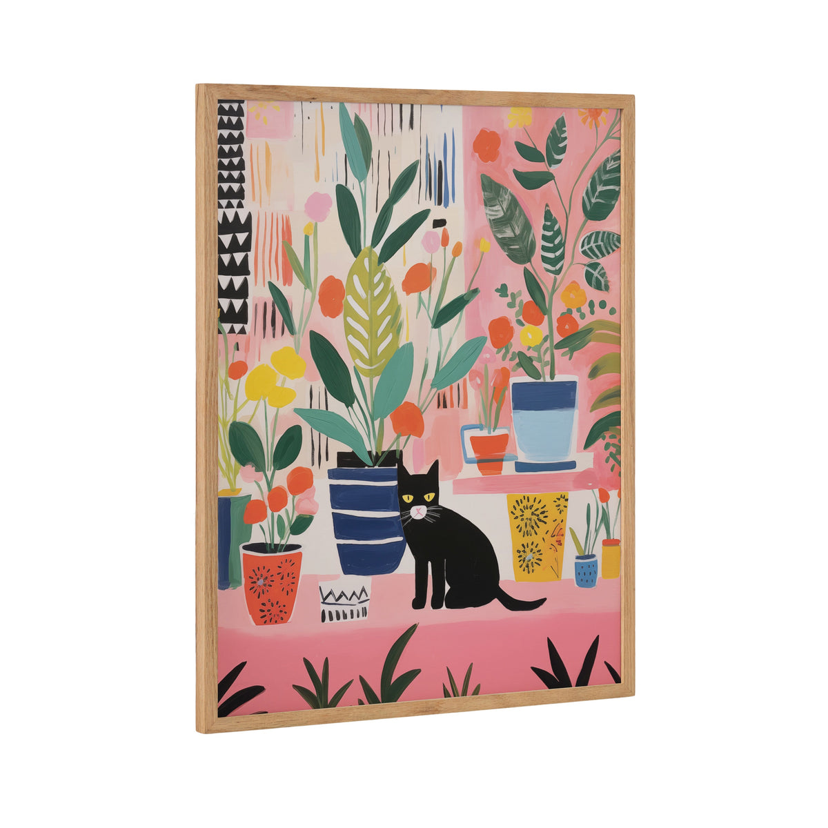 Gallery Whimsical Houseplants and a Black Kitty Cat Print by The Creative Bunch Studio