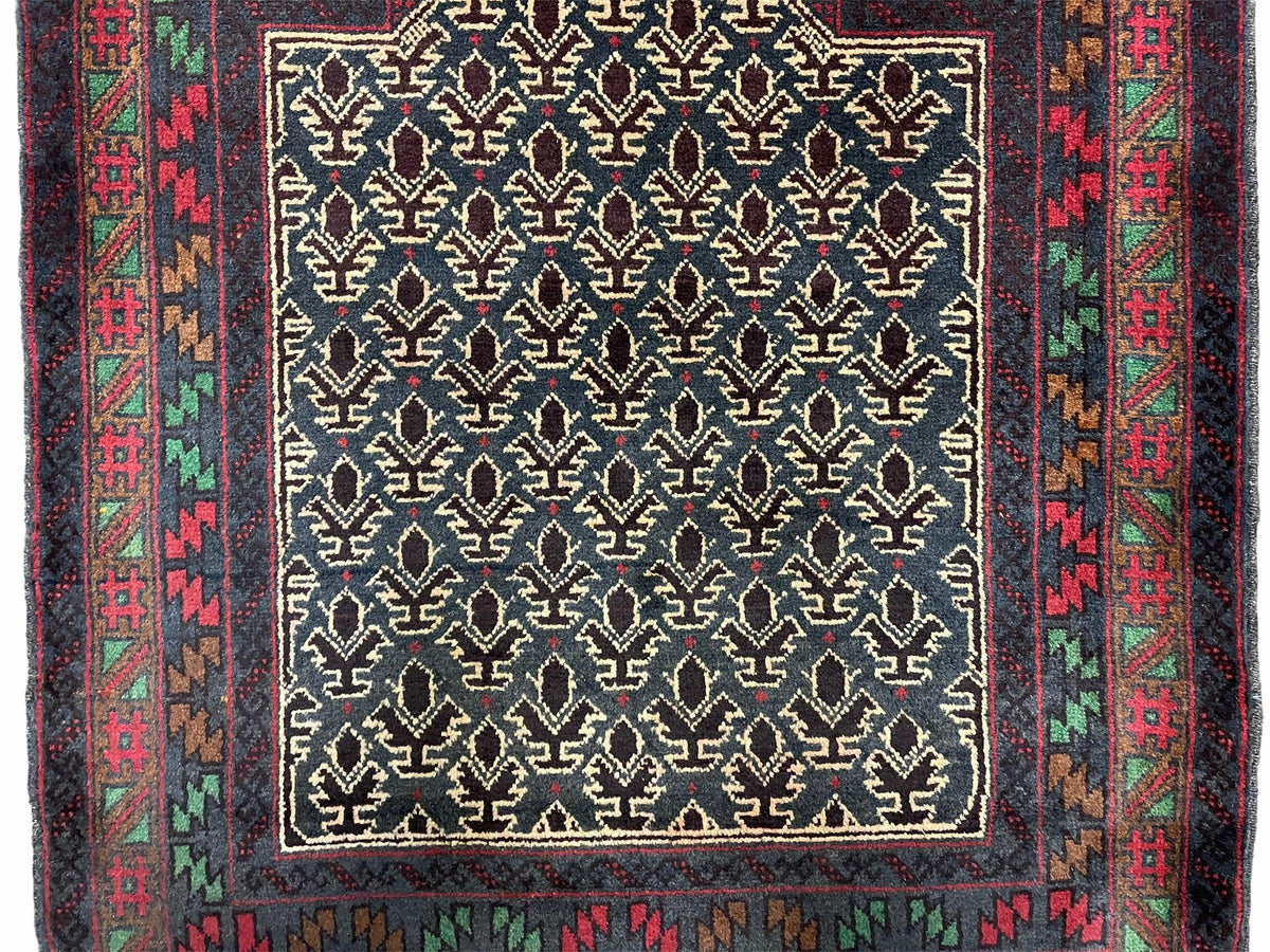 3x5 New Vintage Handmade Wool Rug Tribal Balouch Turkoman Prayer Rug Veggie Dyes - Jewel Rugs, view 5