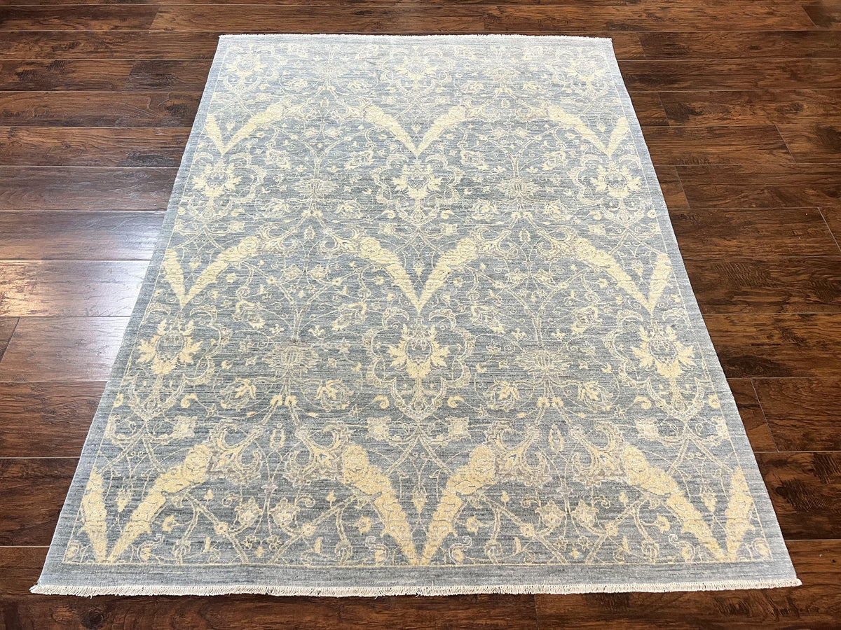 Contemporary Pakistani Rug 5 x 6.6, Handmade Floral Wool Rug, Spanish Pattern - Jewel Rugs, view 2