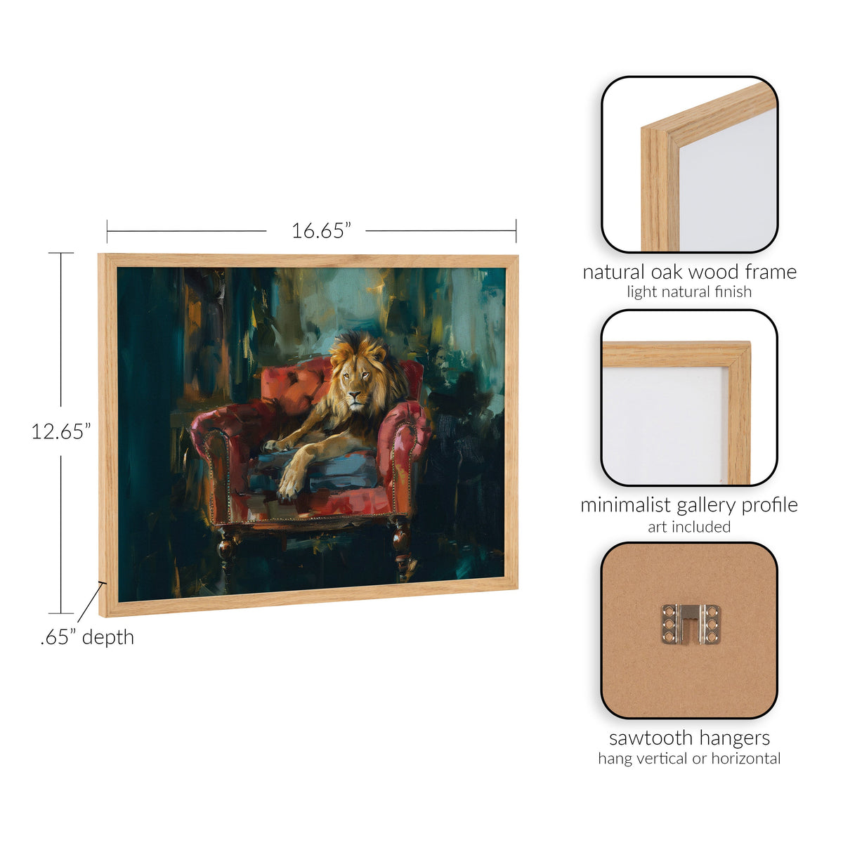 Gallery Lion Portrait in Rich Jewel Tones Print by The Creative Bunch Studio