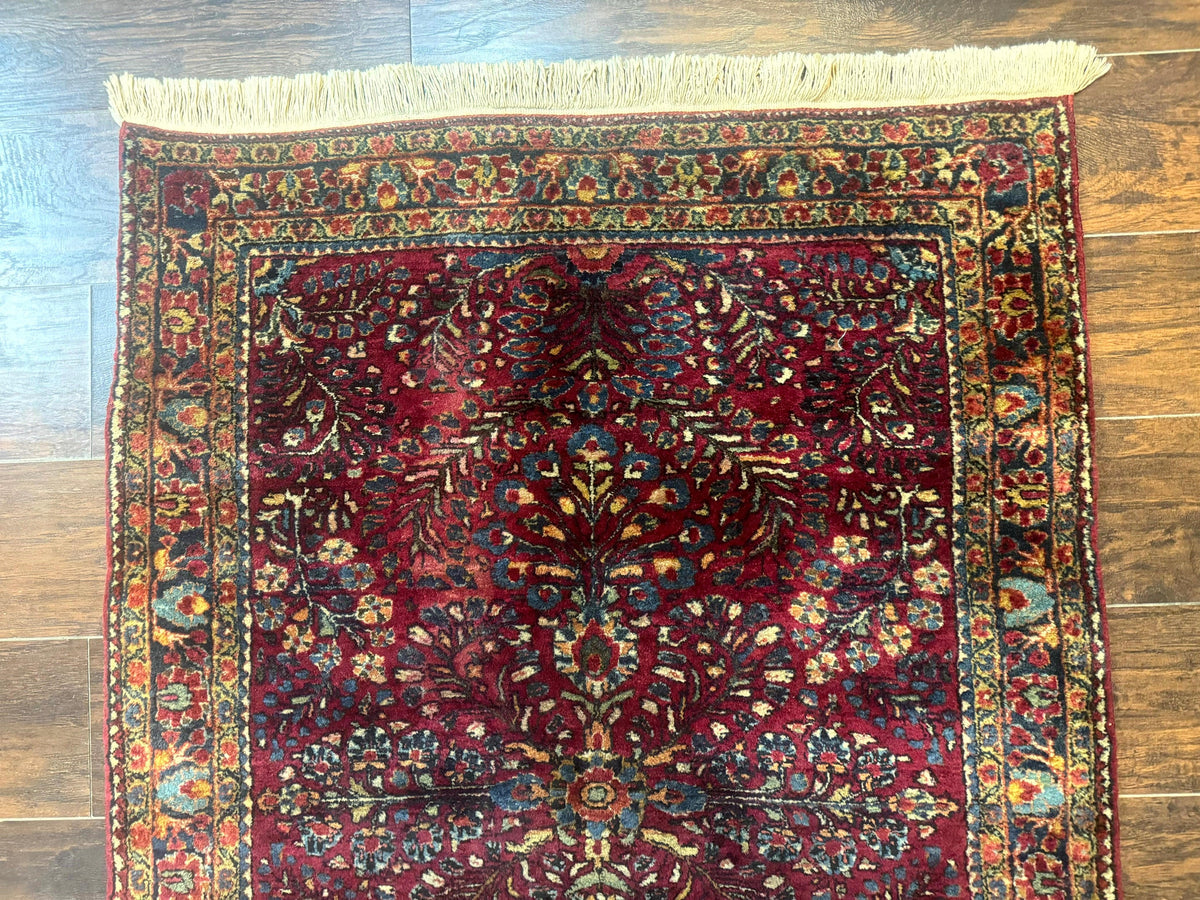 Antique Persian Sarouk Rug 3.6 x 5, Red, 1920s Persian Carpet - Jewel Rugs, view 4