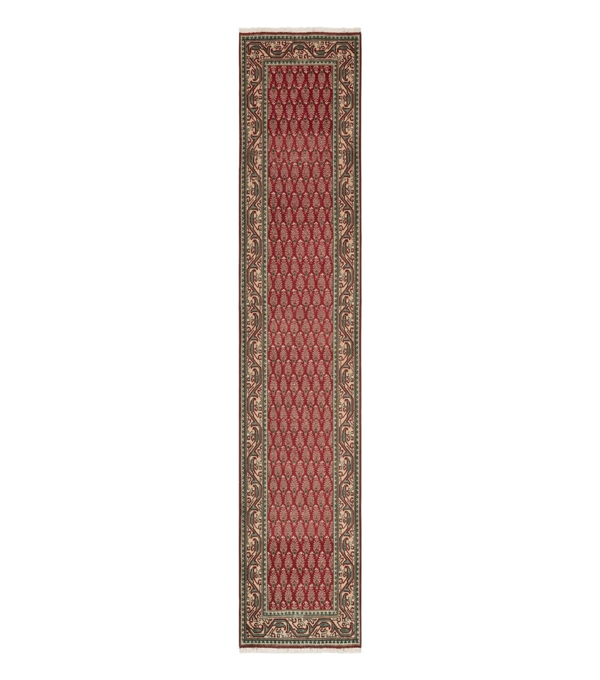 Persian Tabriz Runner Rug 3x16, Paisley Boteh Design, Red and Cream, Rug for Hallway, 16ft Wool Runner - Jewel Rugs