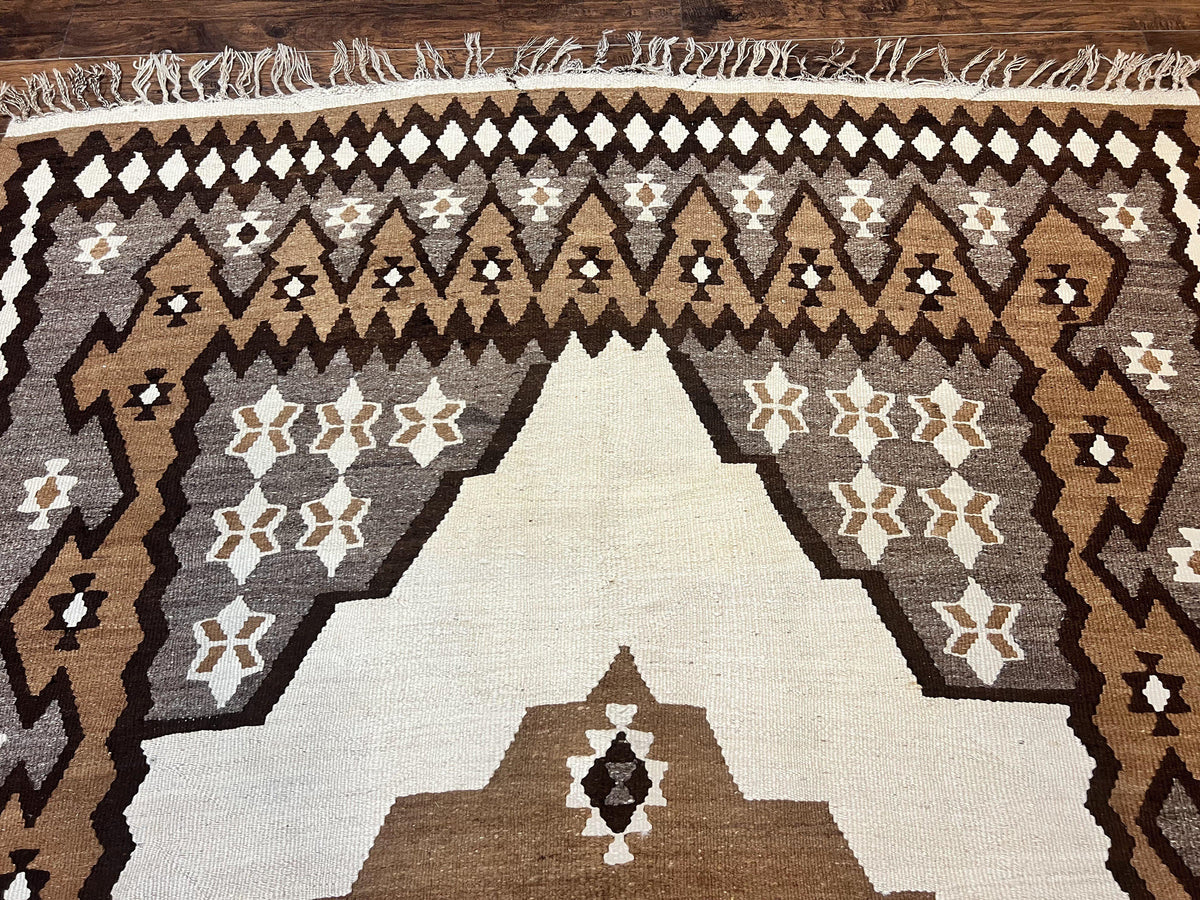 Antique Persian Fars Kilim Rug 8x11, Wool, Boho Tribal Persian Shiraz Flatweave Carpet, Semi Open Field, Geometric, Handmade, Vintage Semi Antique - Jewel Rugs, view 3