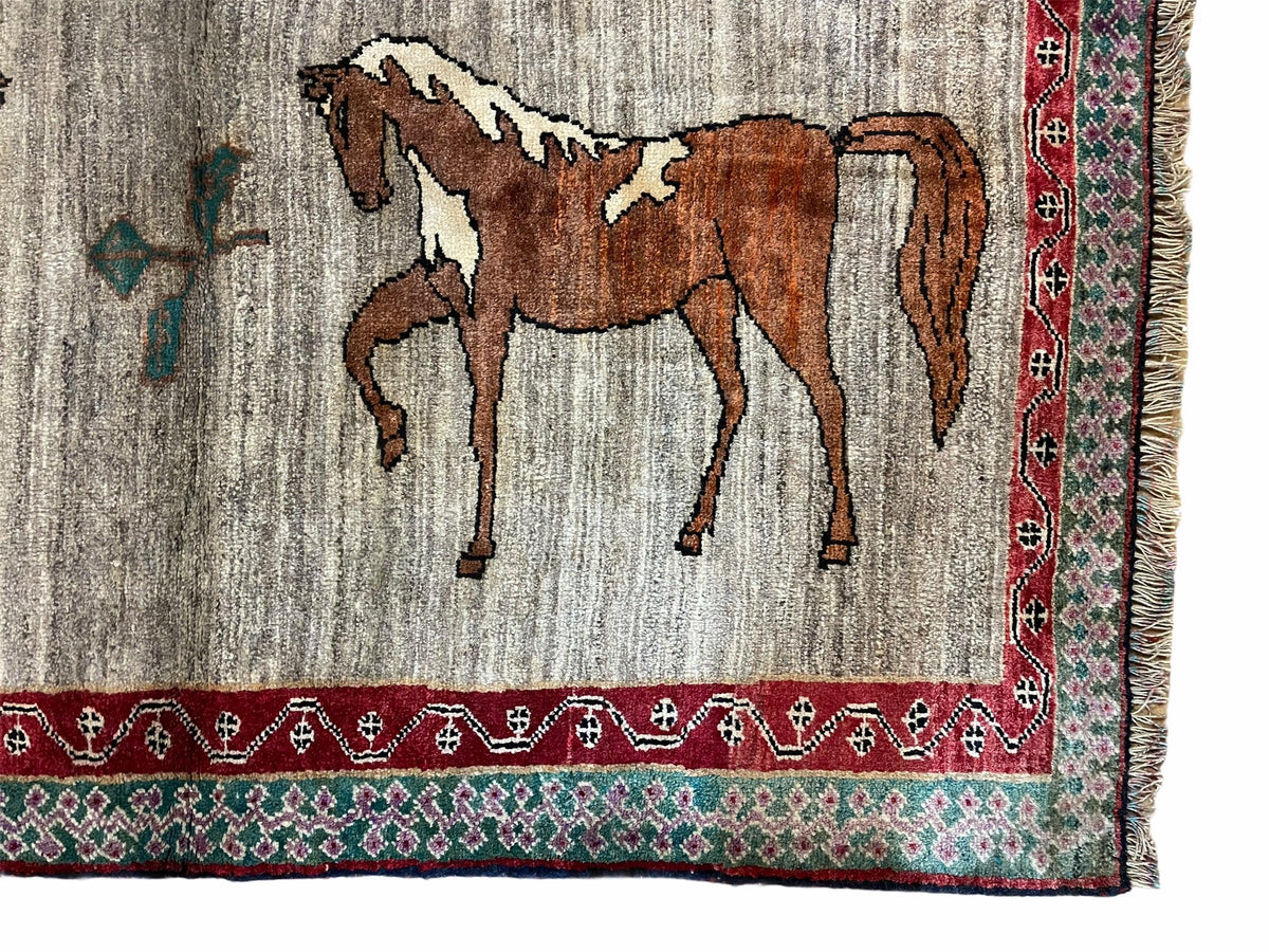 4 X 6 Handmade Rug Zagros New Vintage Quality Wool Rug Horses Silver Brown Nice - Jewel Rugs, view 7