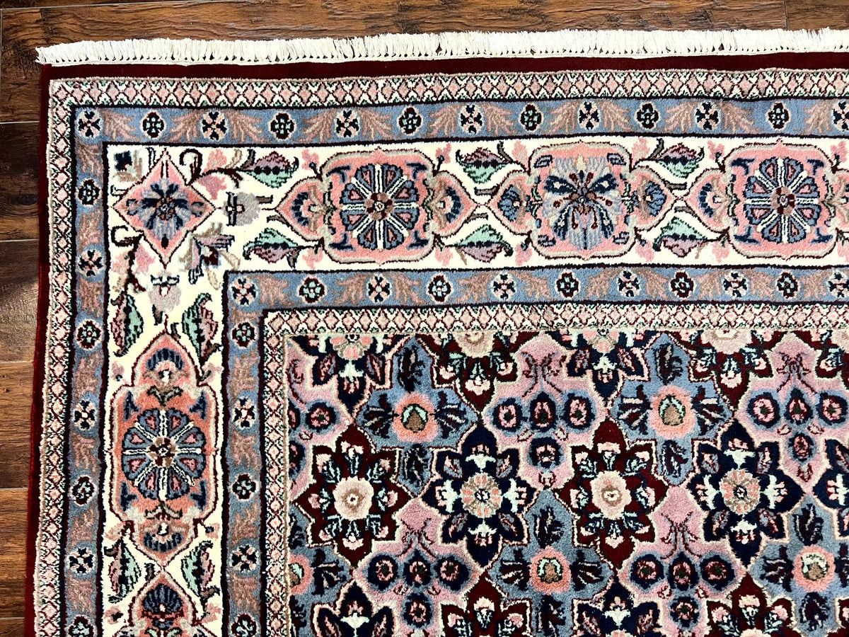 Indo Persian Rug 8x10, Repeated Allover Pattern, Navy Blue Ivory, Handmade Vintage Wool Carpet - Jewel Rugs, view 7