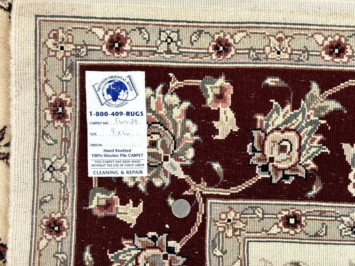 Ivory and Burgundy Pak Persian Rug 6x9 - Jewel Rugs, view 11