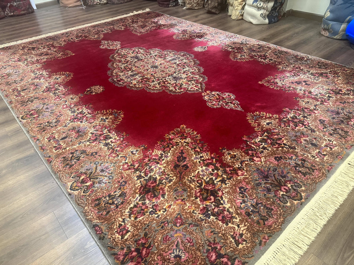Karastan Rug 8.8 x12 Red Kirman #762, Original 700 Series, Vintage Karastan Carpet, Discontinued Karastan Rug, Karastan Wool Area Rug - Jewel Rugs, view 13