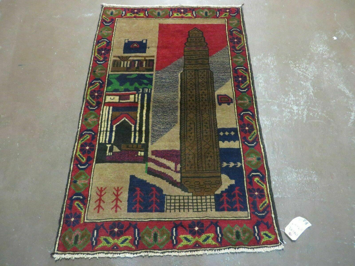 3' X 4' New Vintage Handmade Afghan Balouch Tribal Wool Pictorial Rug # 281 - Jewel Rugs, view 2