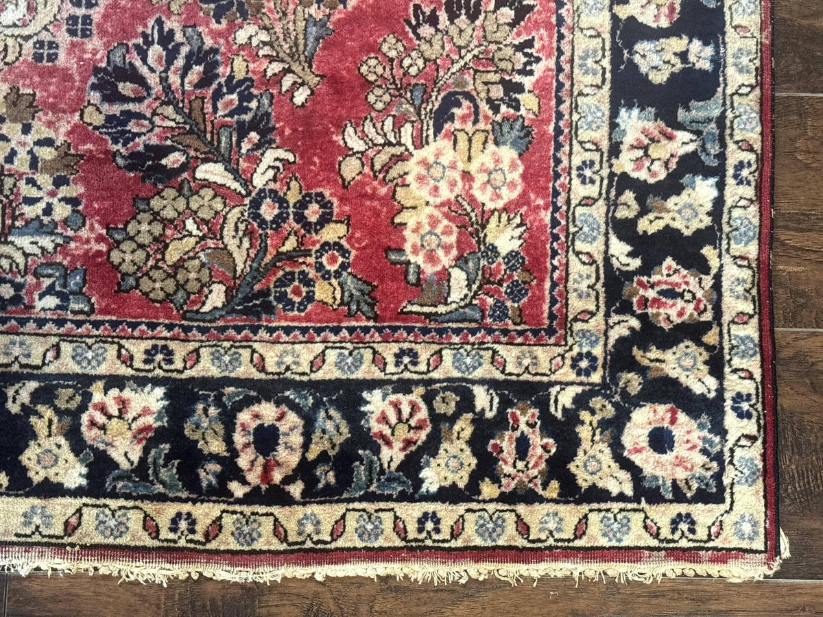 Antique Persian Sarouk Rug 4x7, Floral, Red 1920s Persian Wool Carpet - Jewel Rugs, view 10