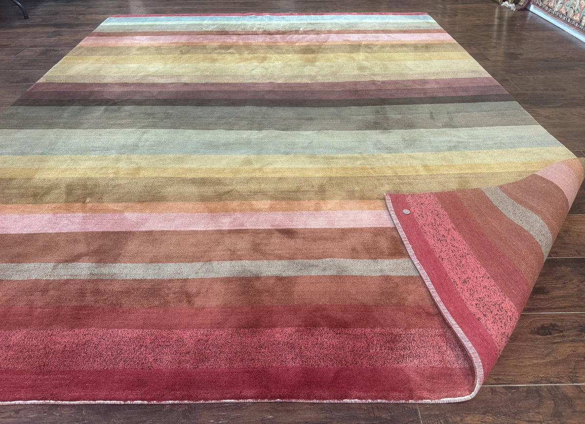 Modern Persian Gabbeh Rug 8x10, Multicolor Stripes, Soft Thick Wool Pile - Jewel Rugs, view 11