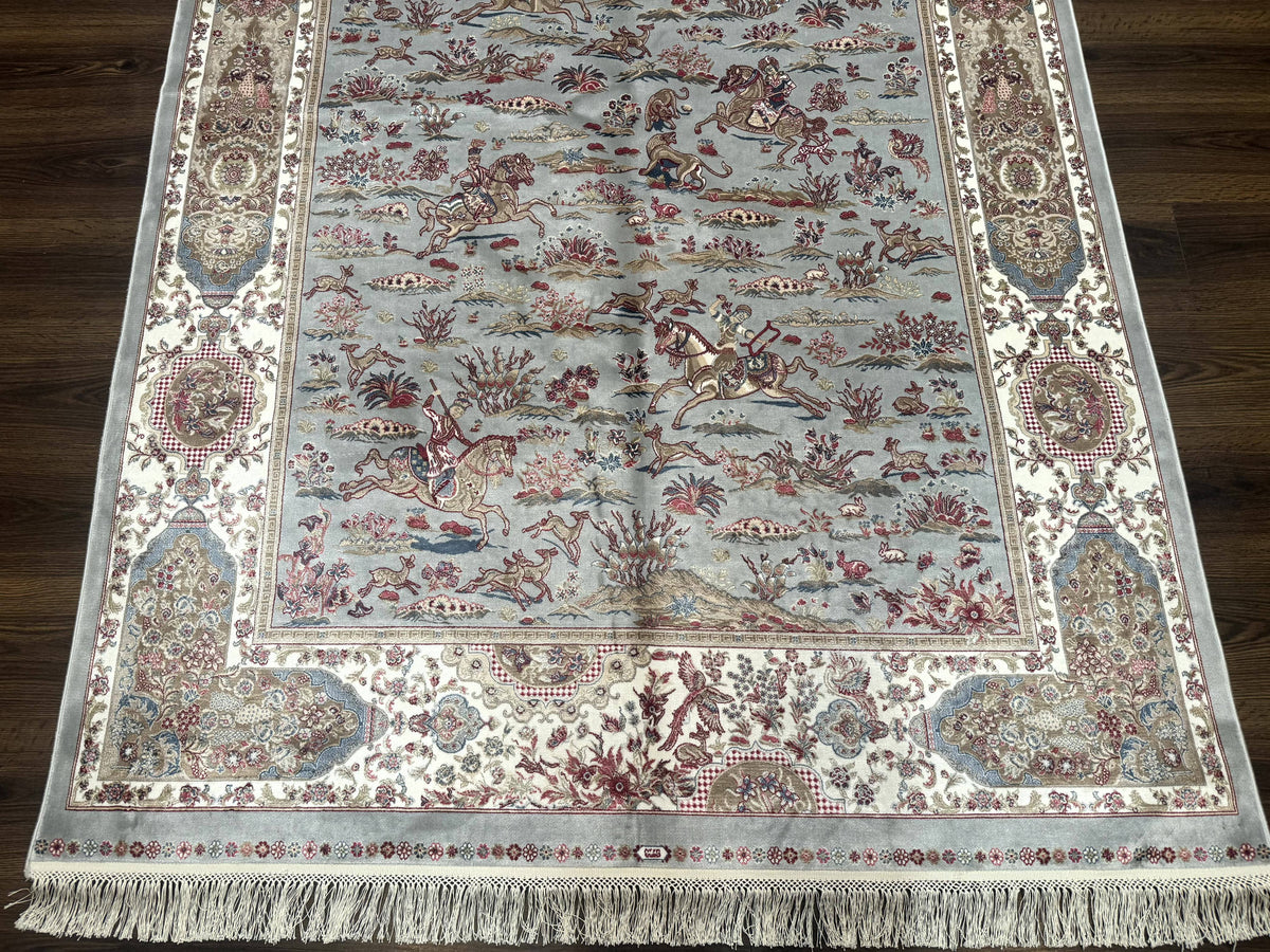 Turkish Silk Rug 5x7, Hunting Design, Animal Pictorials, Bamboo Silk - Jewel Rugs, view 6