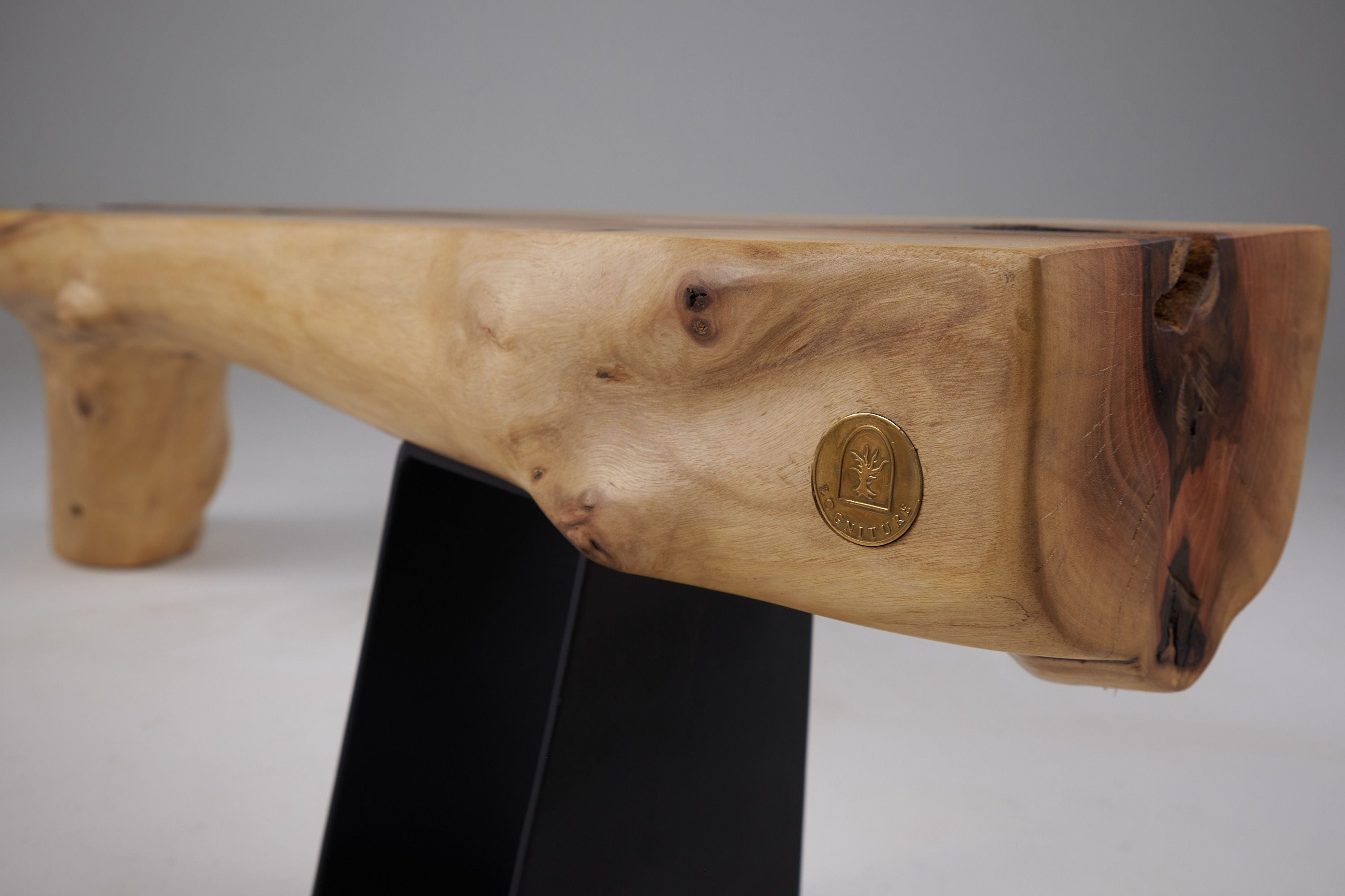 Leszy, Organic Sculptural Wood Bench with Metal Base - image 18