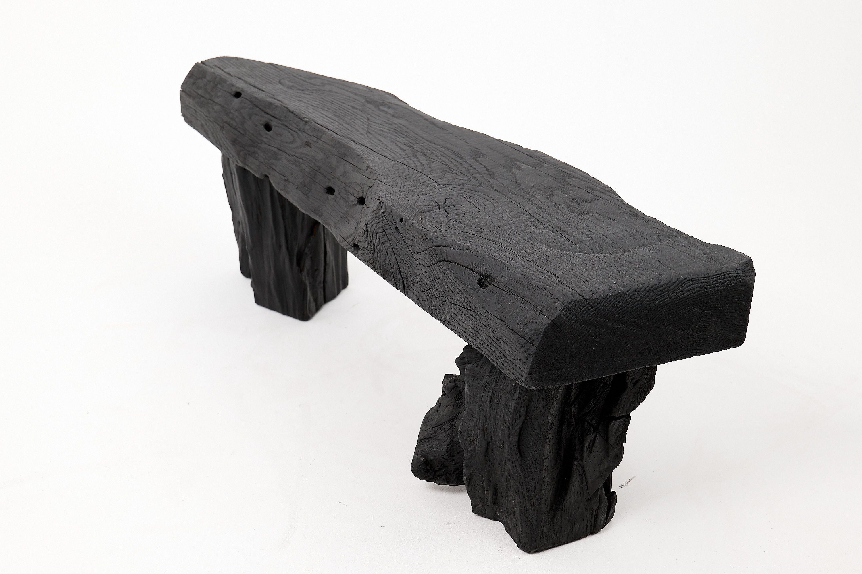 Jownik - Charred Wood Bench with Sculpted Trunk Legs - image 7