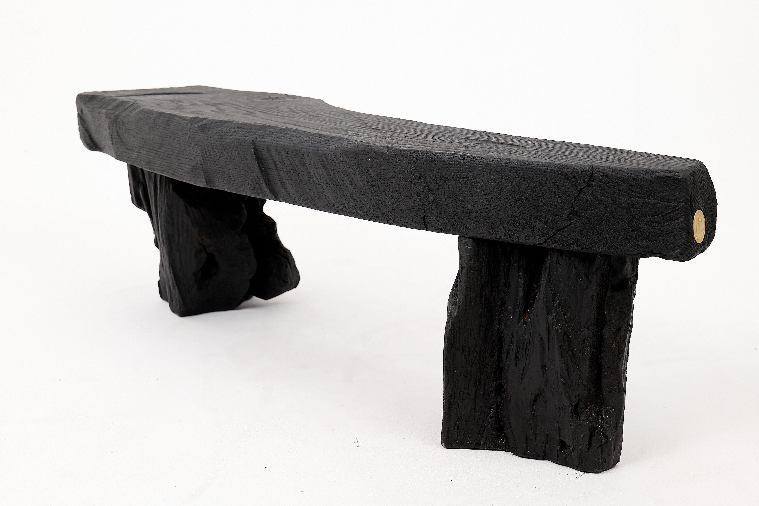 Jownik - Charred Wood Bench with Sculpted Trunk Legs - image 12