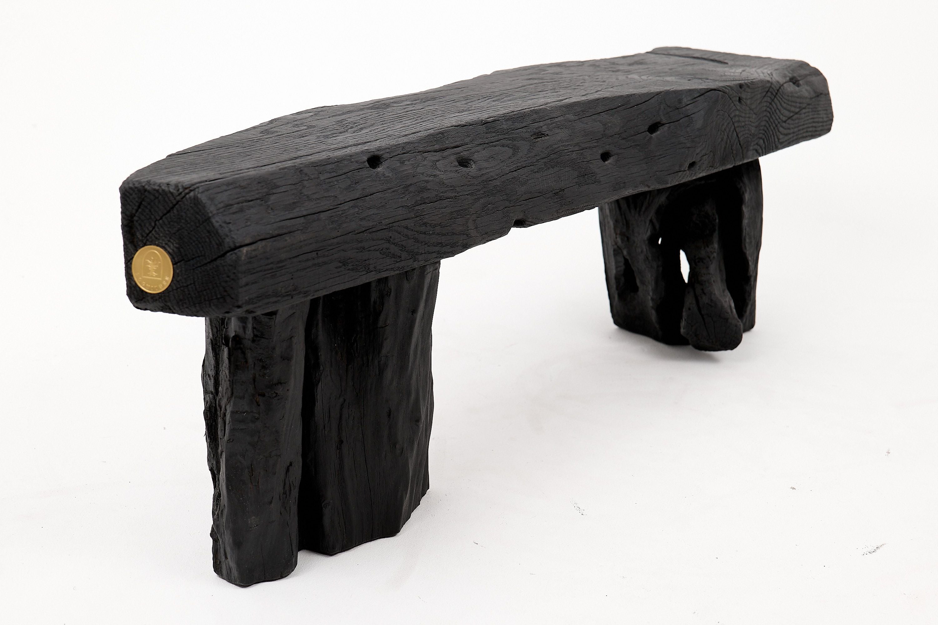 Jownik - Charred Wood Bench with Sculpted Trunk Legs - image 16