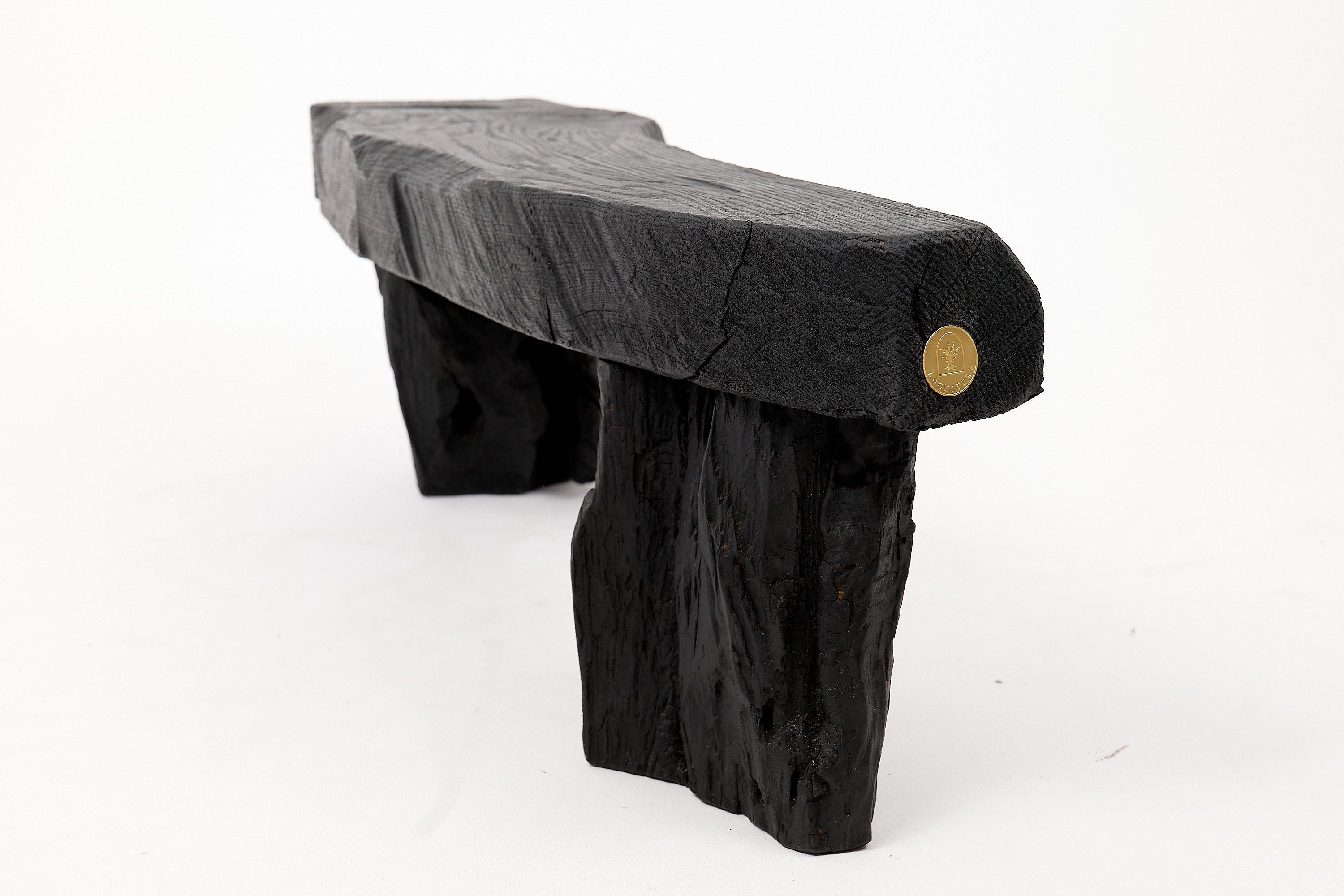 Jownik - Charred Wood Bench with Sculpted Trunk Legs - image 14