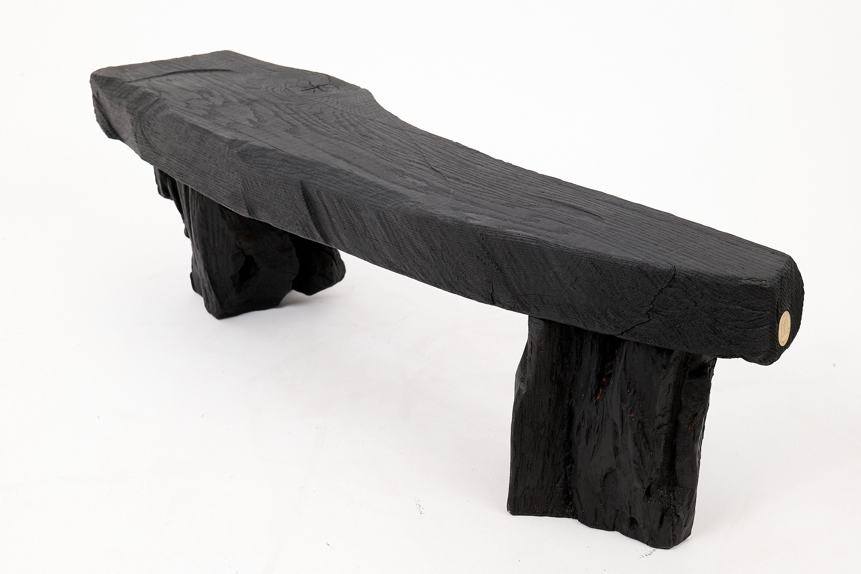 Jownik - Charred Wood Bench with Sculpted Trunk Legs - image 13