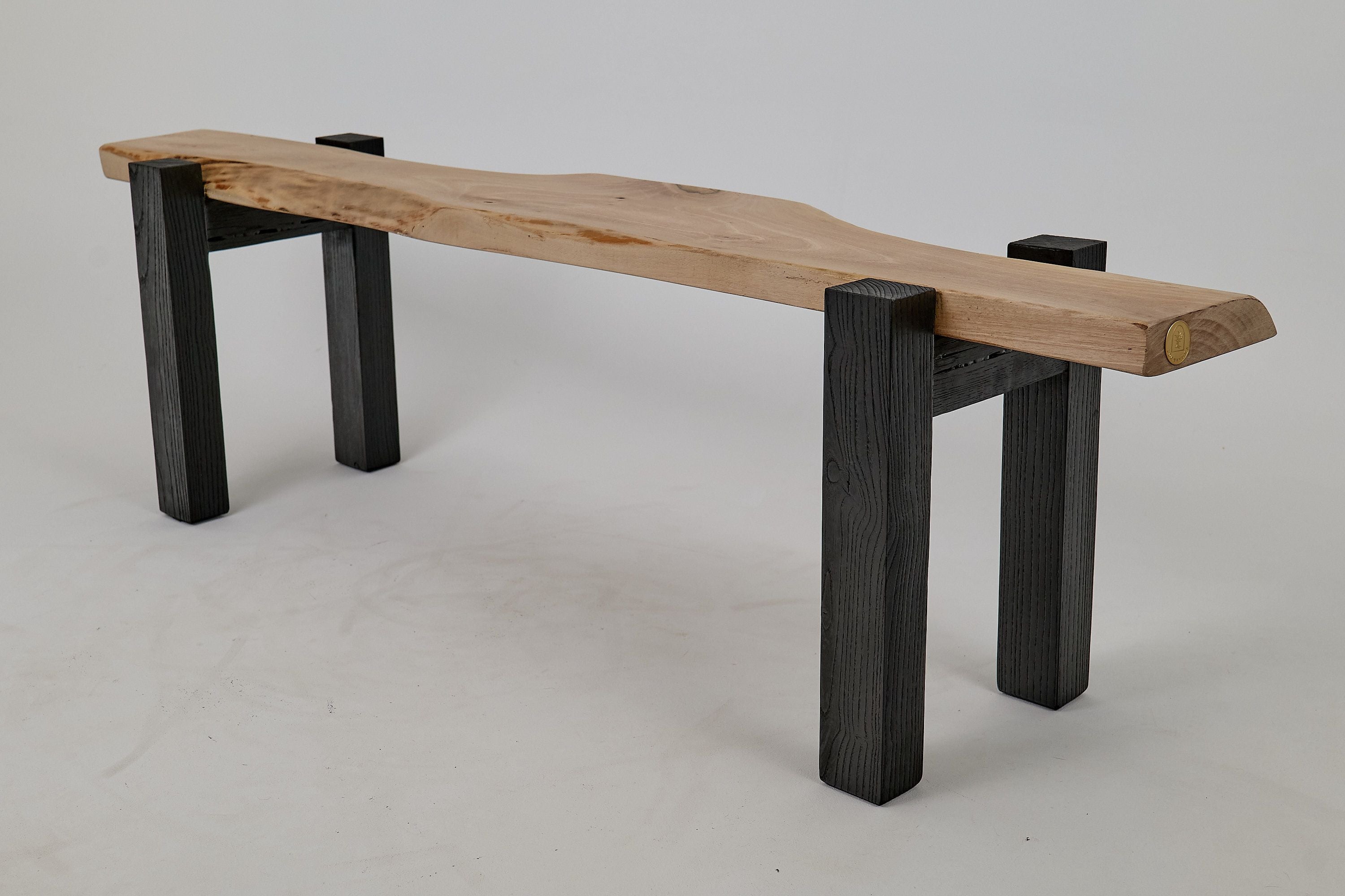 Jownik - Live-Edge Wood Bench with Charred Black Legs - image 3