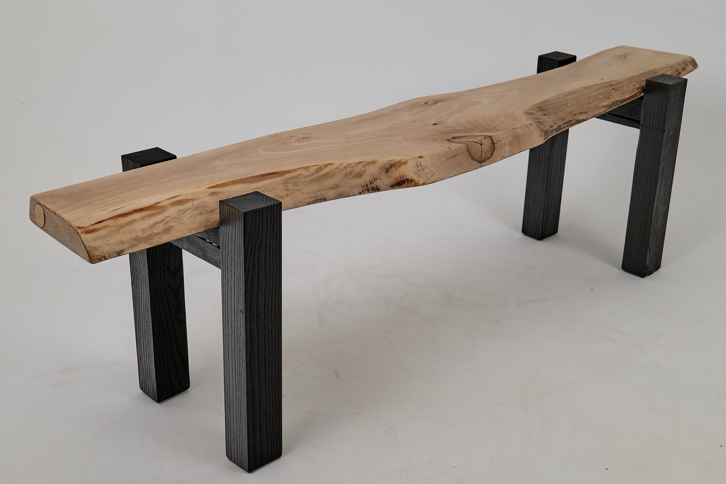 Jownik - Live-Edge Wood Bench with Charred Black Legs - image 9