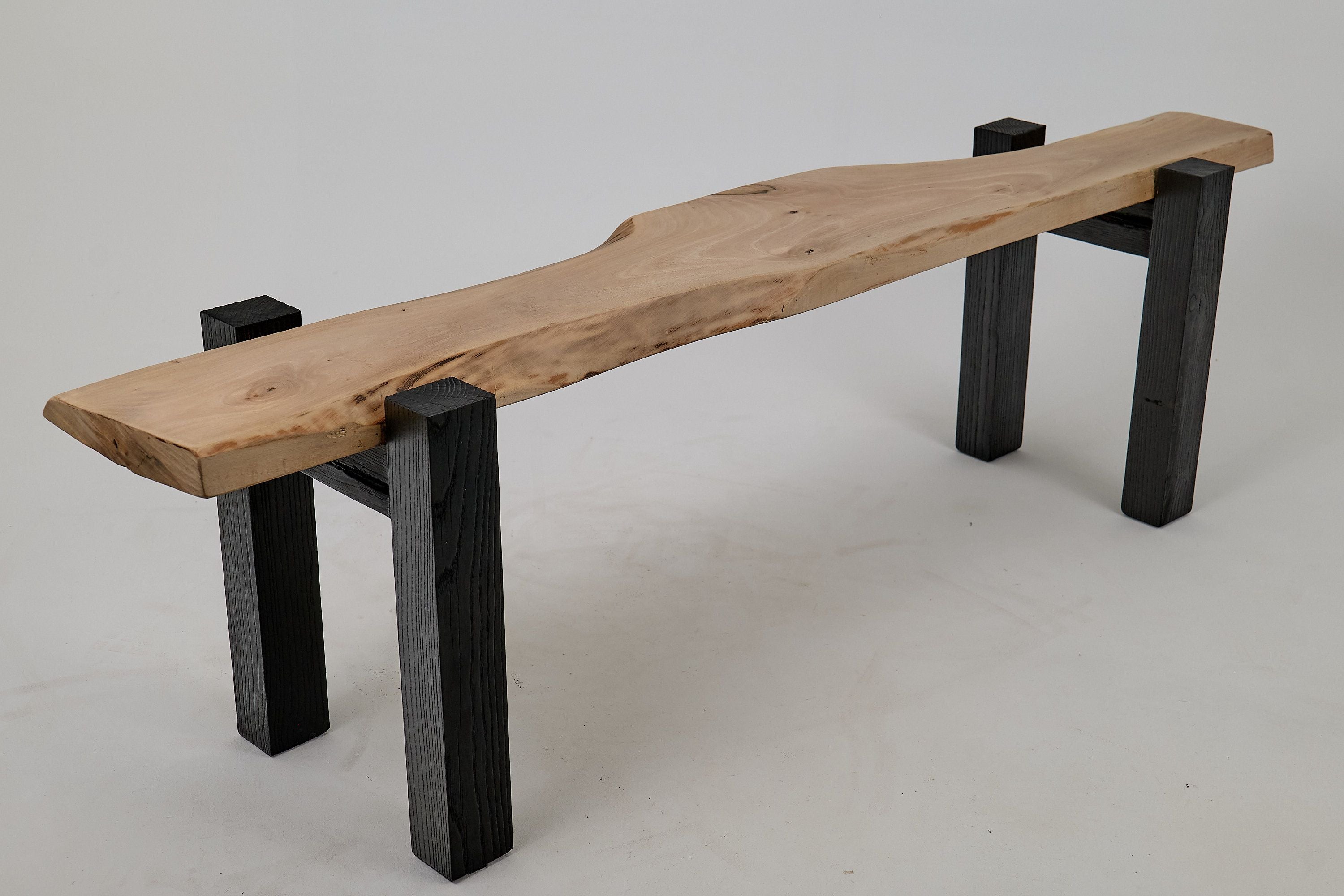 Jownik - Live-Edge Wood Bench with Charred Black Legs - image 14