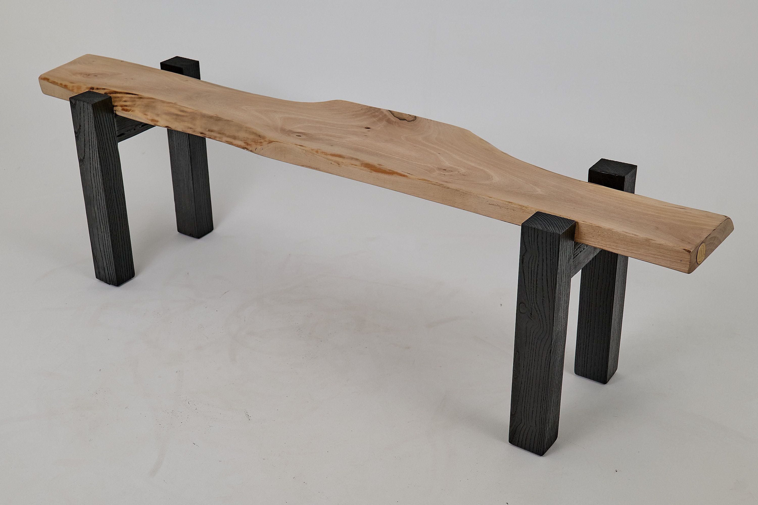 Jownik - Live-Edge Wood Bench with Charred Black Legs - image 2