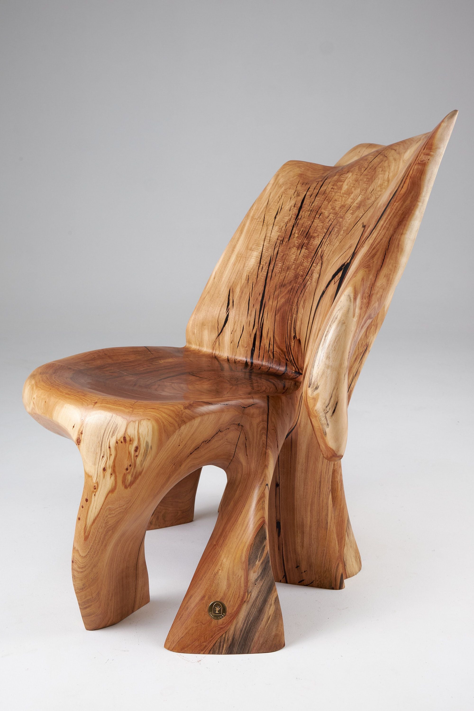 Leszy, Carved Sculptural Solid Hardwood Chair - image 5