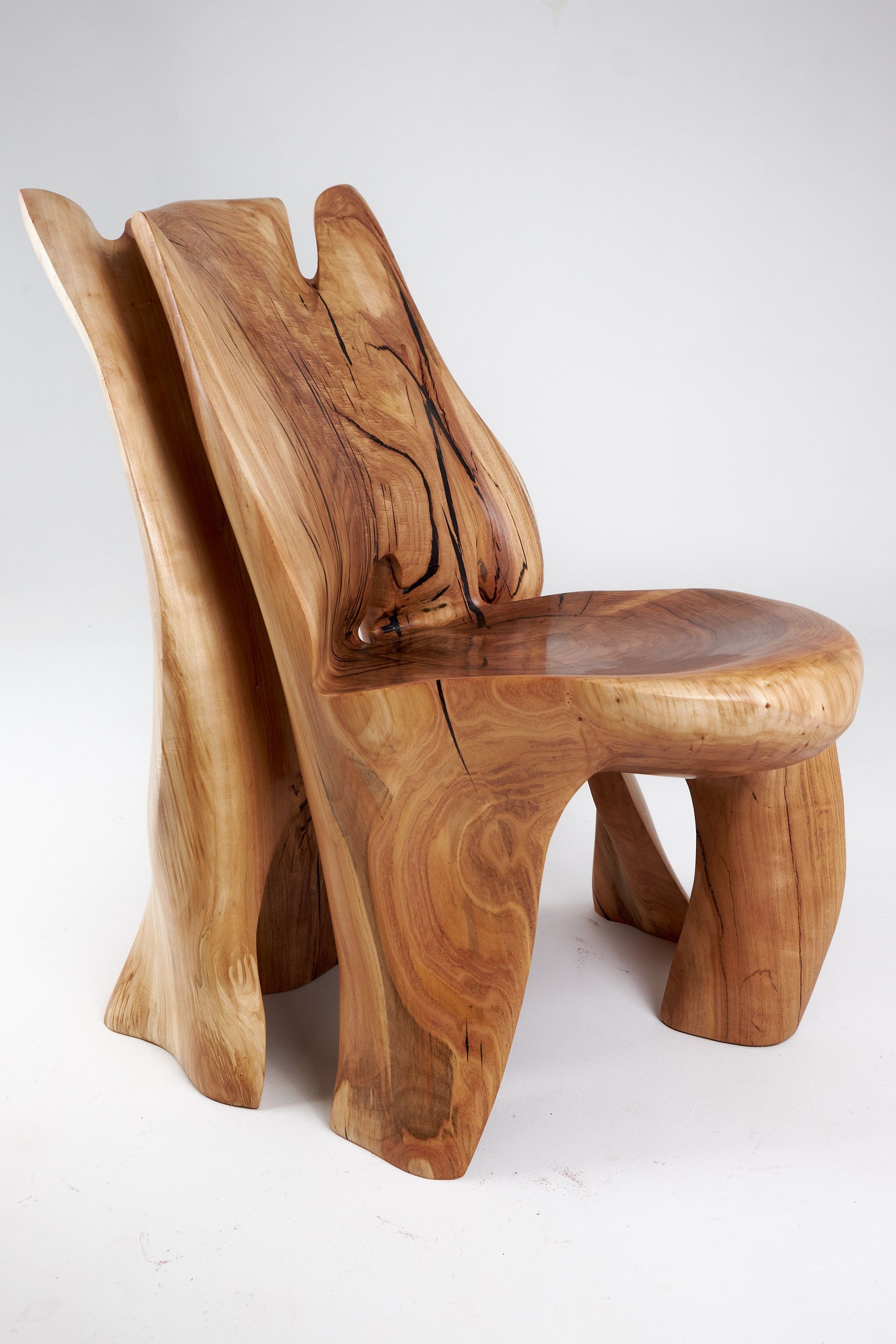 Leszy, Carved Sculptural Solid Hardwood Chair - image 13