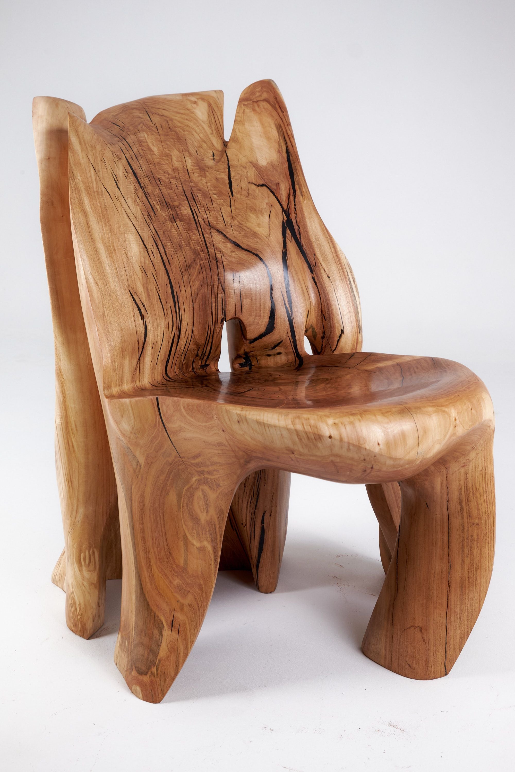 Leszy, Carved Sculptural Solid Hardwood Chair - image 15