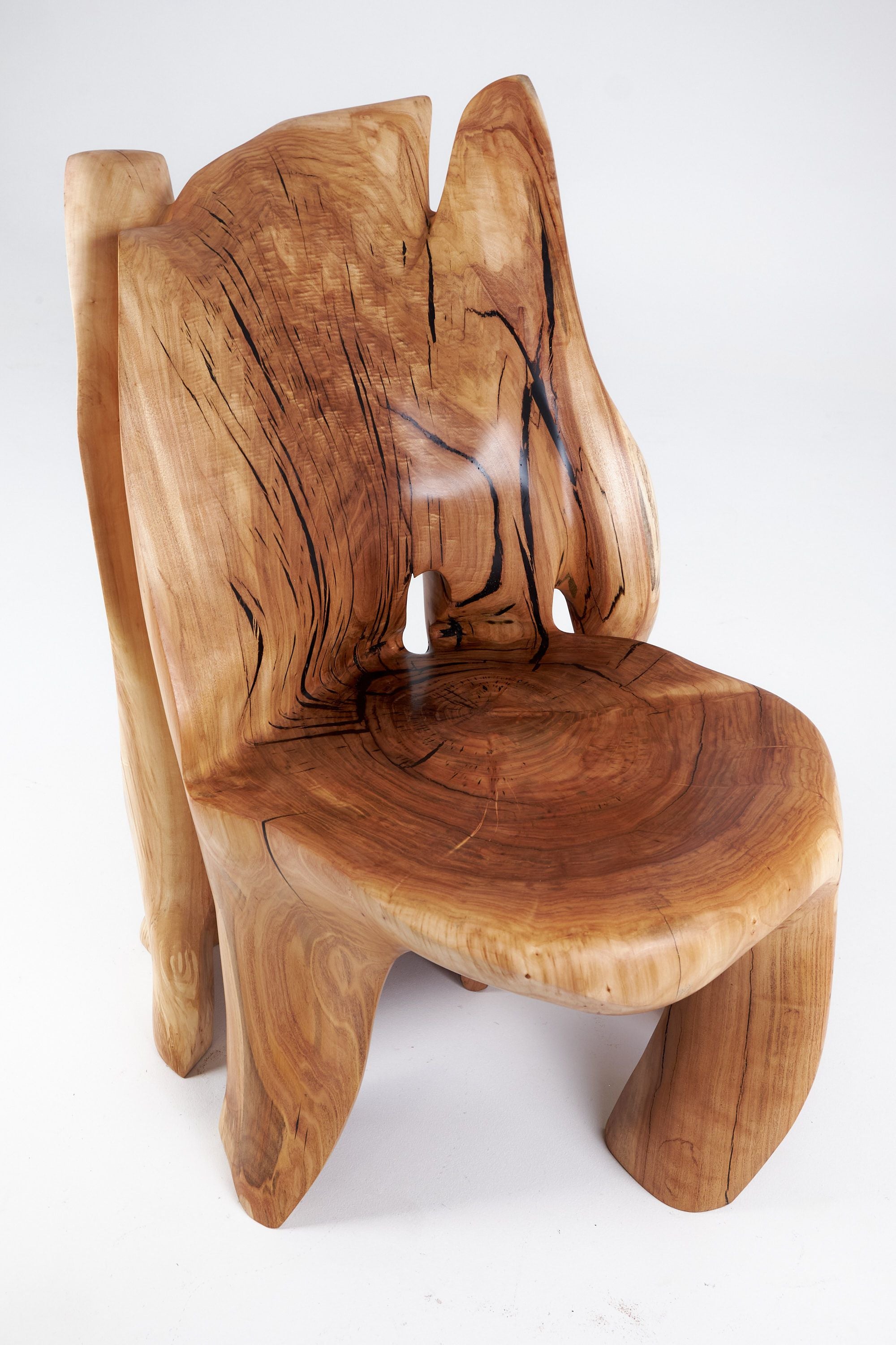 Leszy, Carved Sculptural Solid Hardwood Chair - image 16