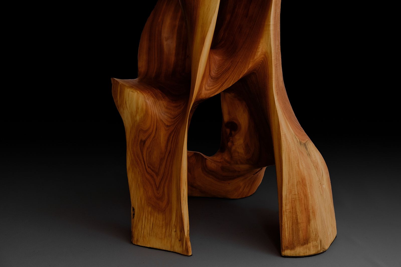 Makha, Flowing High-Back Bar Chair â Carved Sculpture in Natural Hardwood - image 6