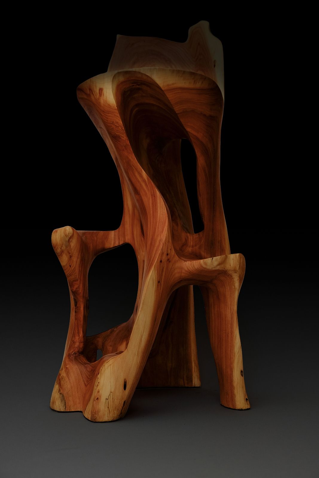 Makha, Flowing High-Back Bar Chair â Carved Sculpture in Natural Hardwood - image 4