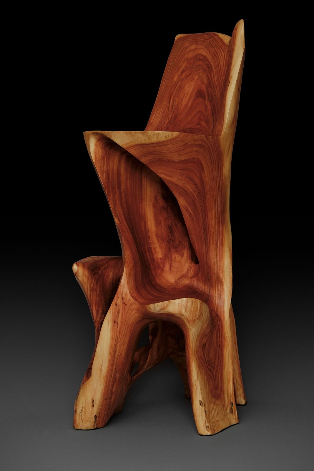 Makha, Flowing High-Back Bar Chair â Carved Sculpture in Natural Hardwood - image 10