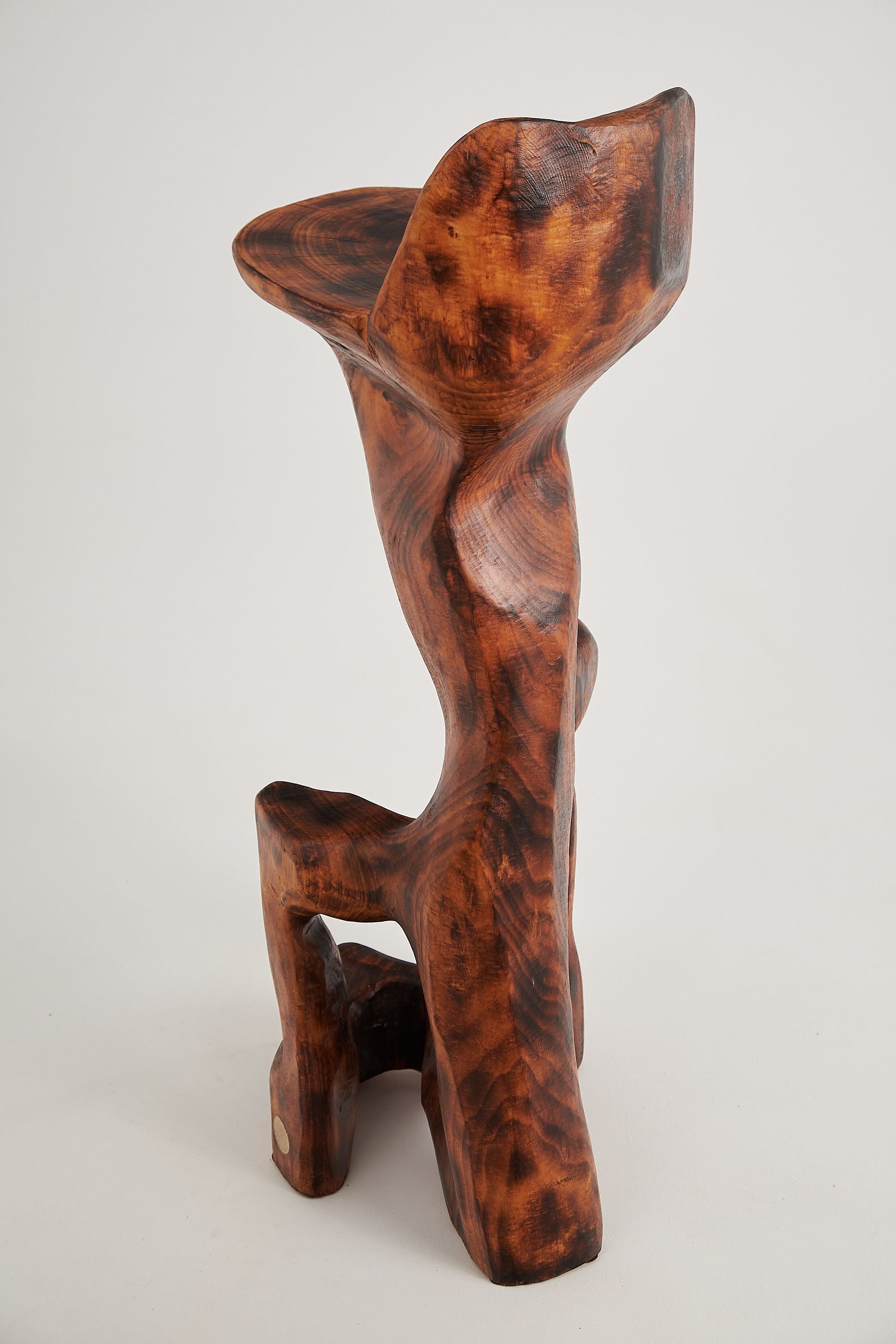 Makha. Sculptural Bar Chair in Burnished Hardwood - image 5