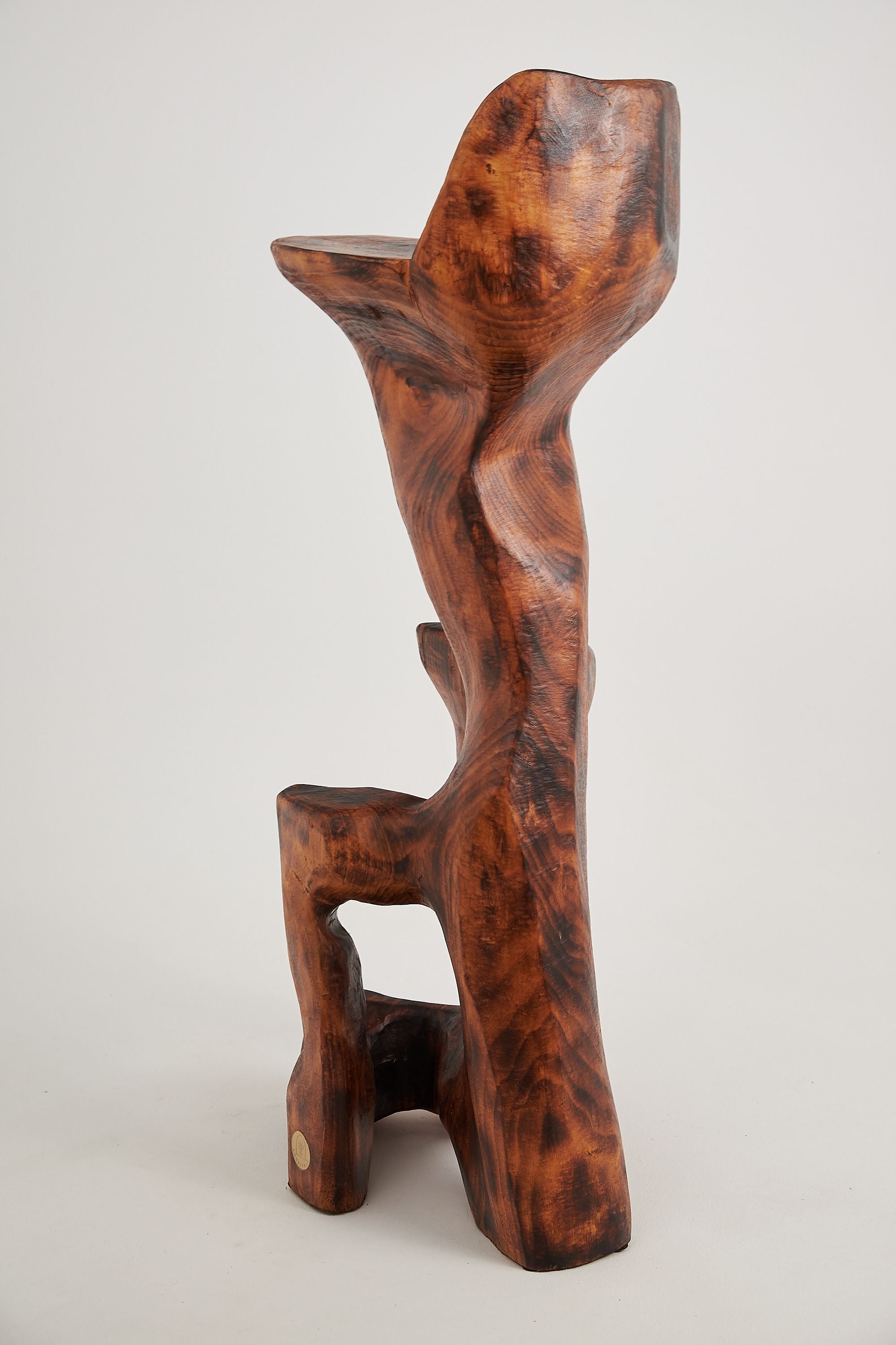 Makha. Sculptural Bar Chair in Burnished Hardwood - image 6