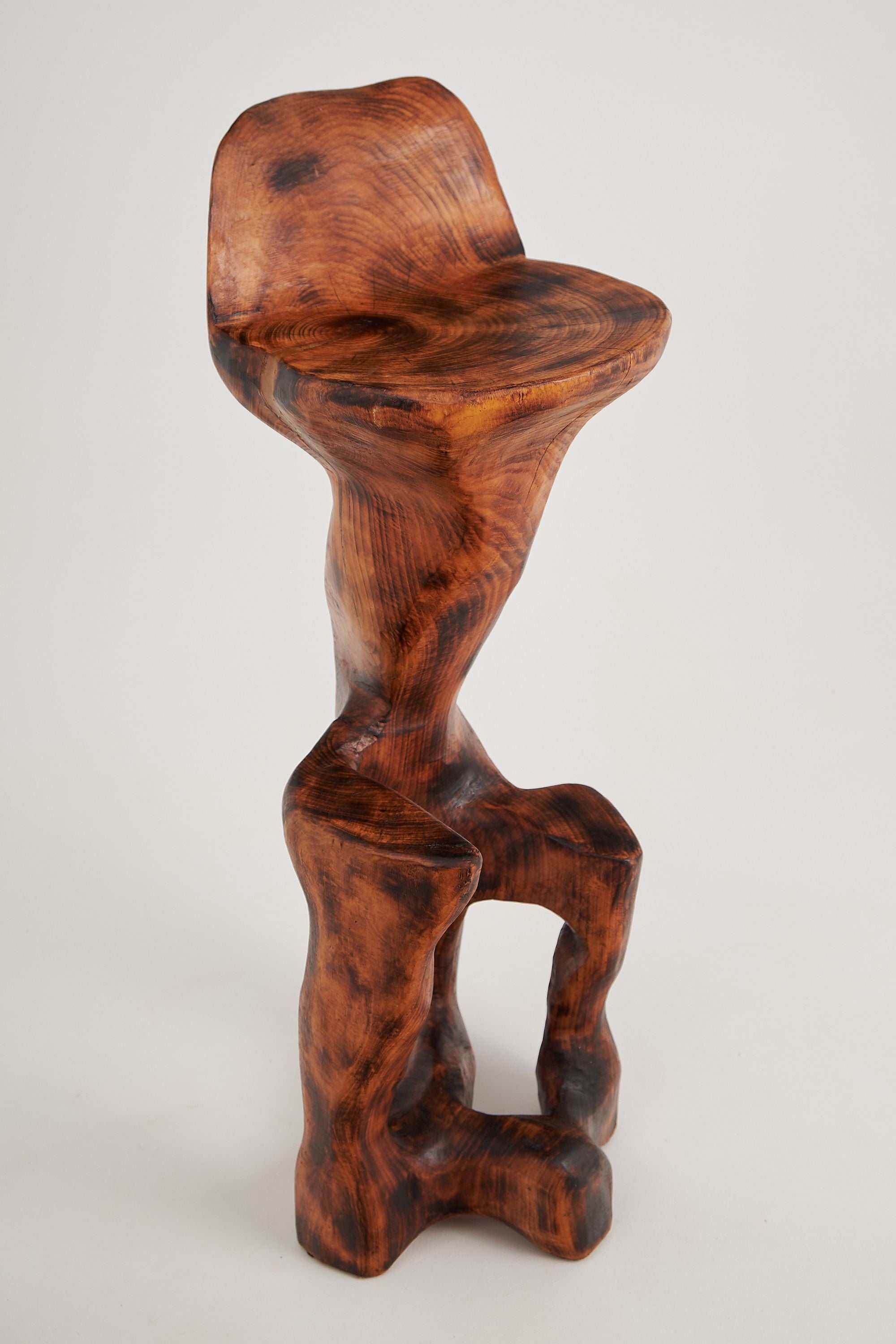 Makha. Sculptural Bar Chair in Burnished Hardwood - image 9
