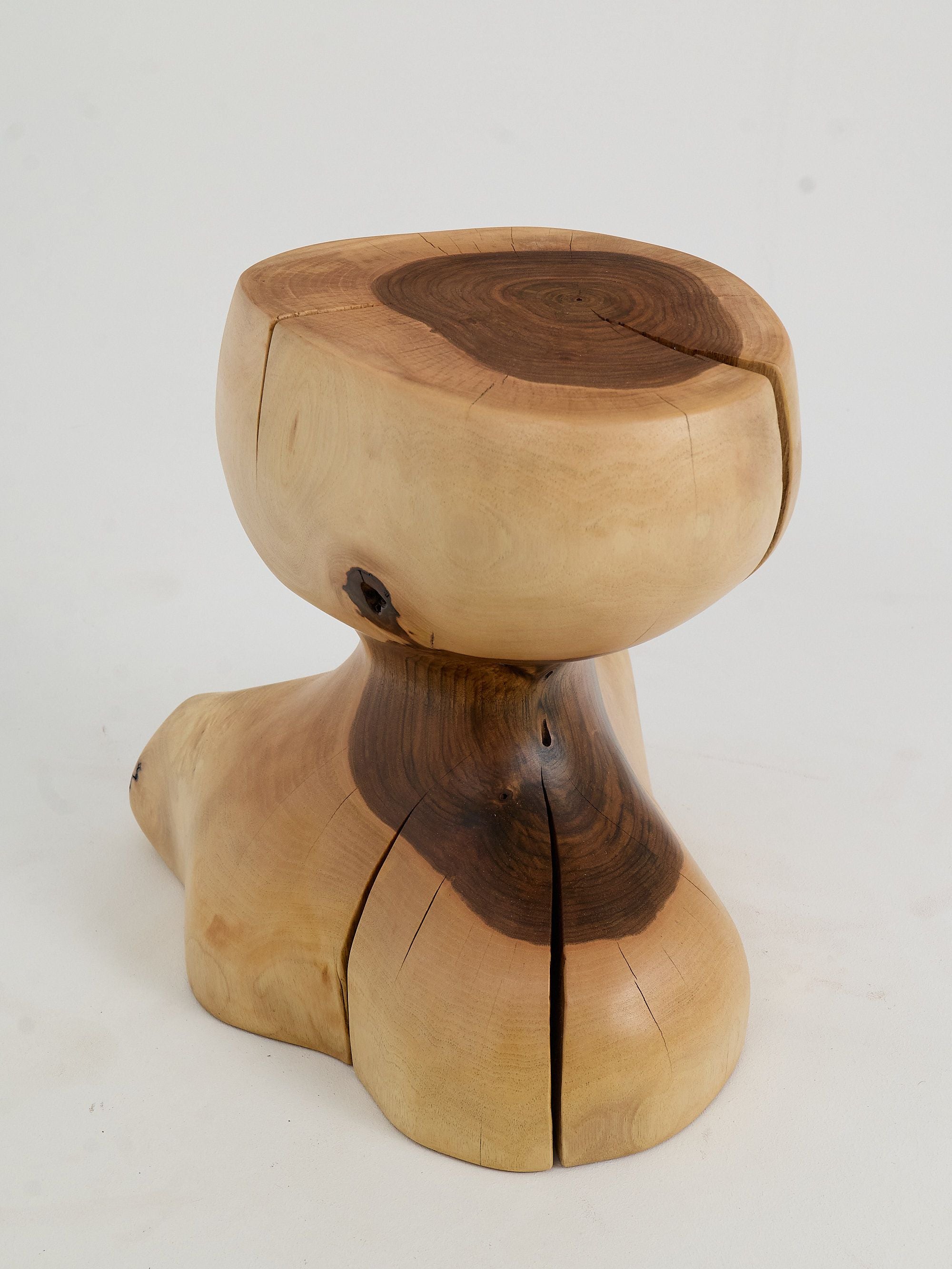 Leszy, Sculptural Side Table Carved in Solid Wood - image 4