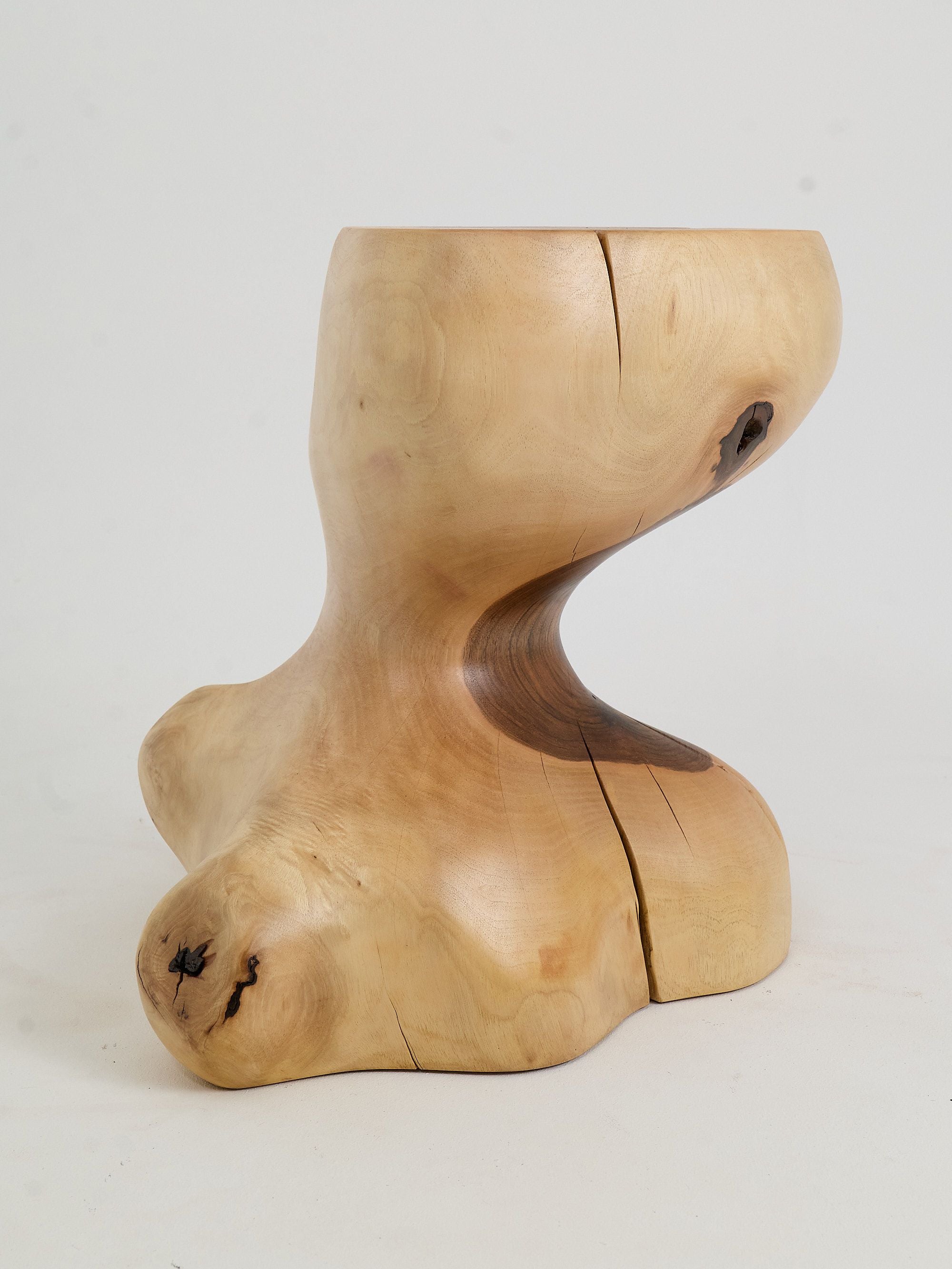 Leszy, Sculptural Side Table Carved in Solid Wood - image 14