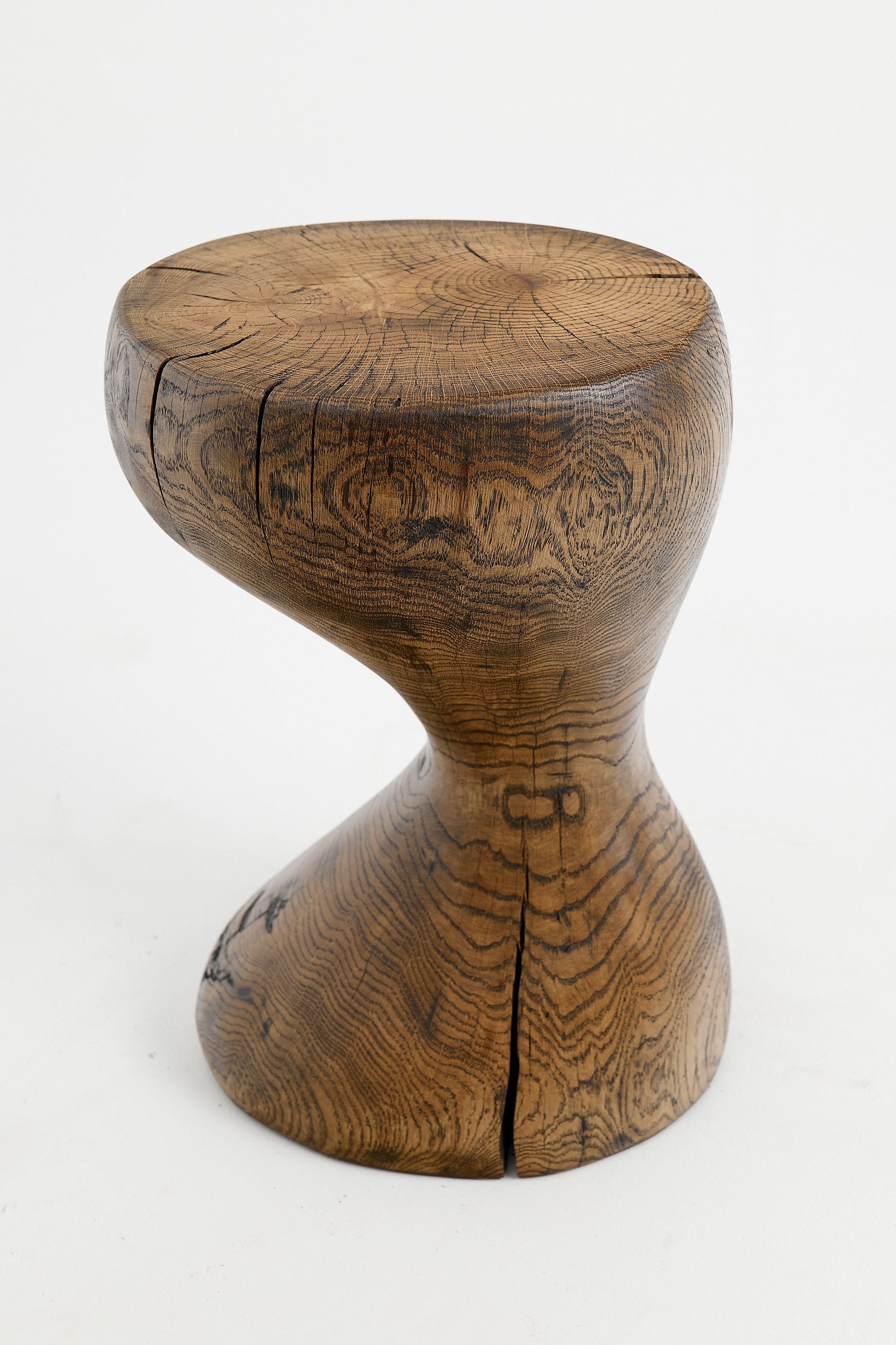 Leszy, Sculptural Side Table Carved in Solid Wood - image 4