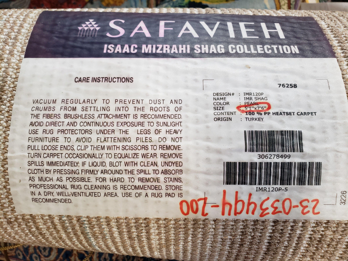 Safavieh Shag Rug 5x8, Pearl White Color, Isaac Mizrachi Shag Collection 5x7 Carpet, High Pile Soft Fluffly Bedroom Rug, Living Room Rug - Jewel Rugs, view 11