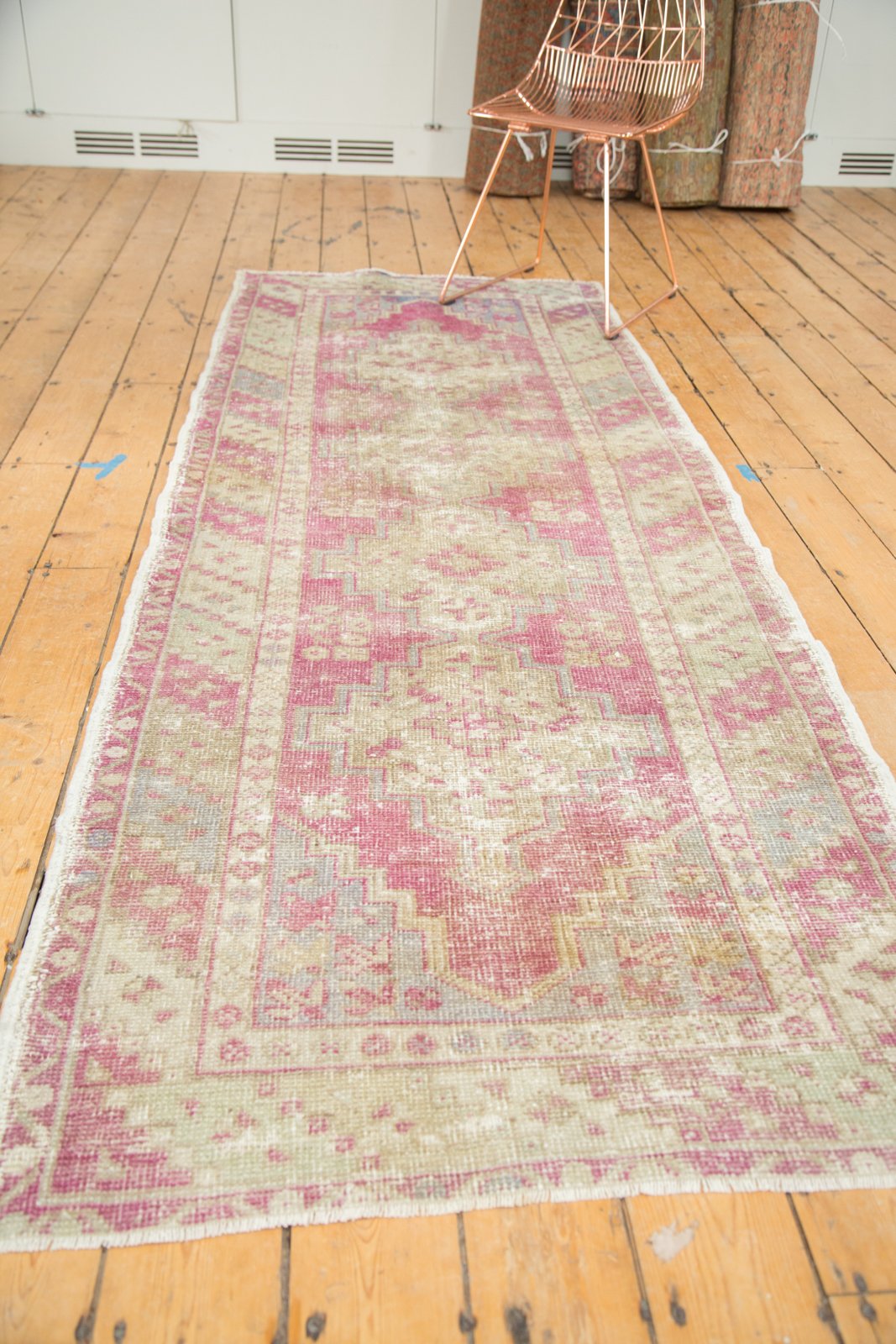 3.5x9.5 Vintage Distressed Oushak Rug Runner