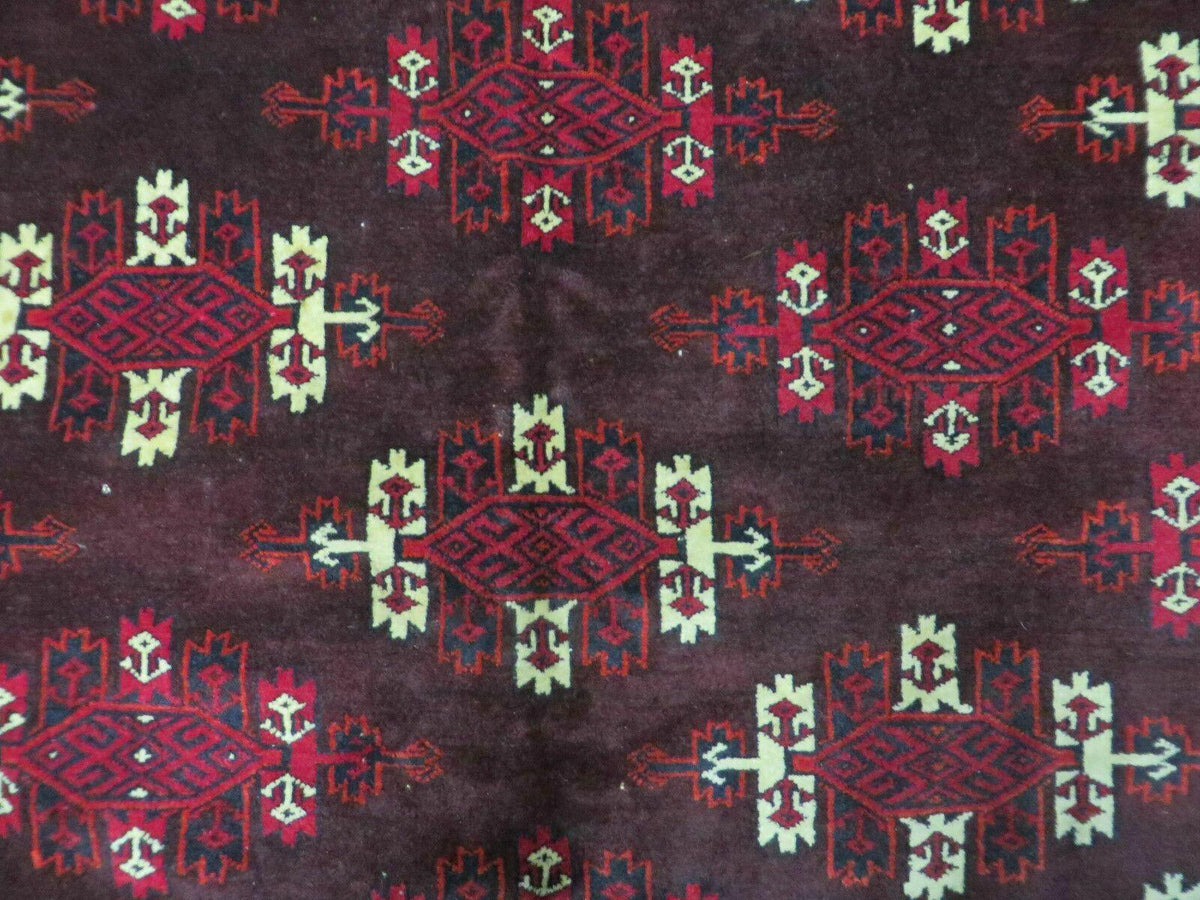 7' X 10' Antique Handmade Yamud Turkoman Wool Rug Excellent - Jewel Rugs, view 5