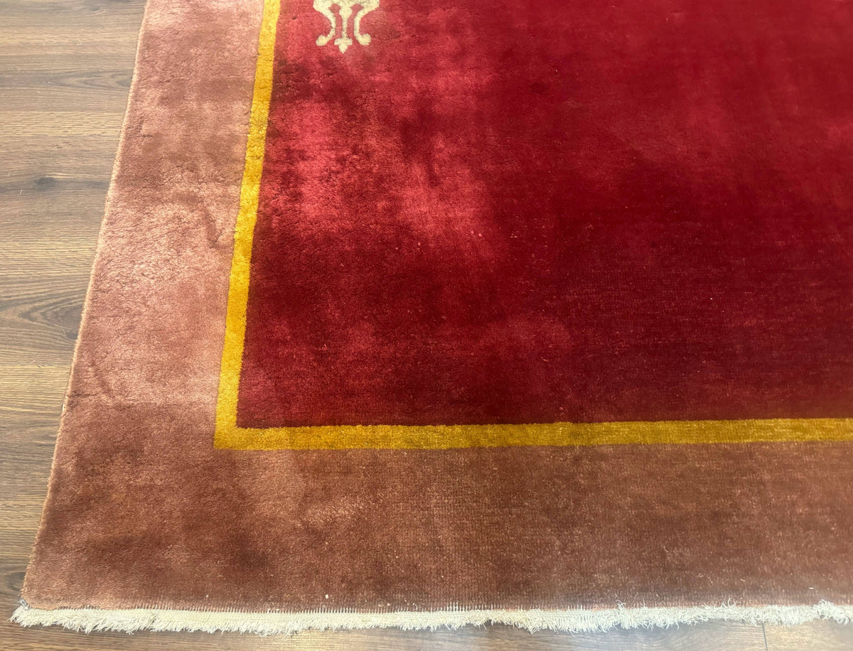 Red Chinese Art Deco Rug 9x11, Simple Design, Wool Chinese Area Rug, Antique - Jewel Rugs, view 9