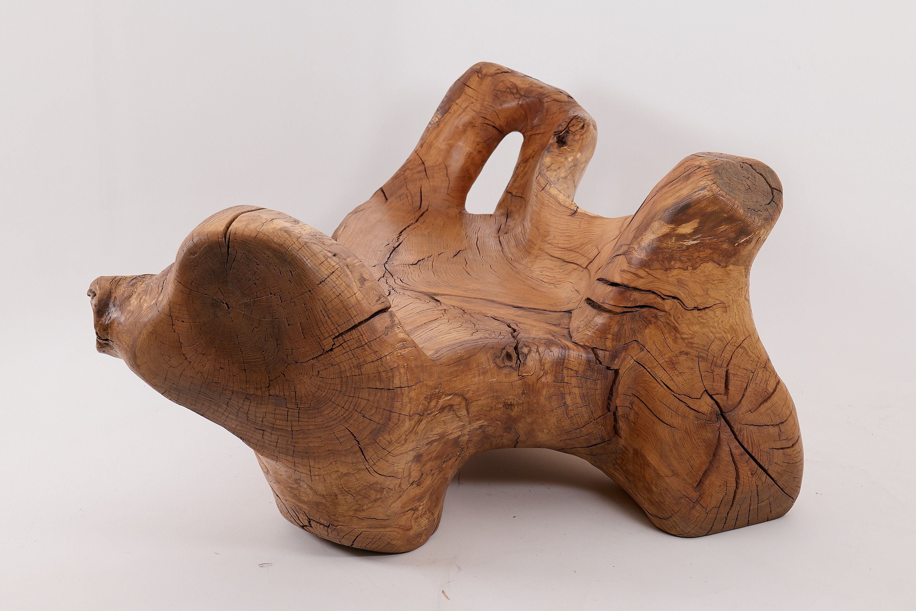 XXL Solid Carved Wood Bench With Raw Organic Form Indoor, & Outdoor, Logniture - image 4