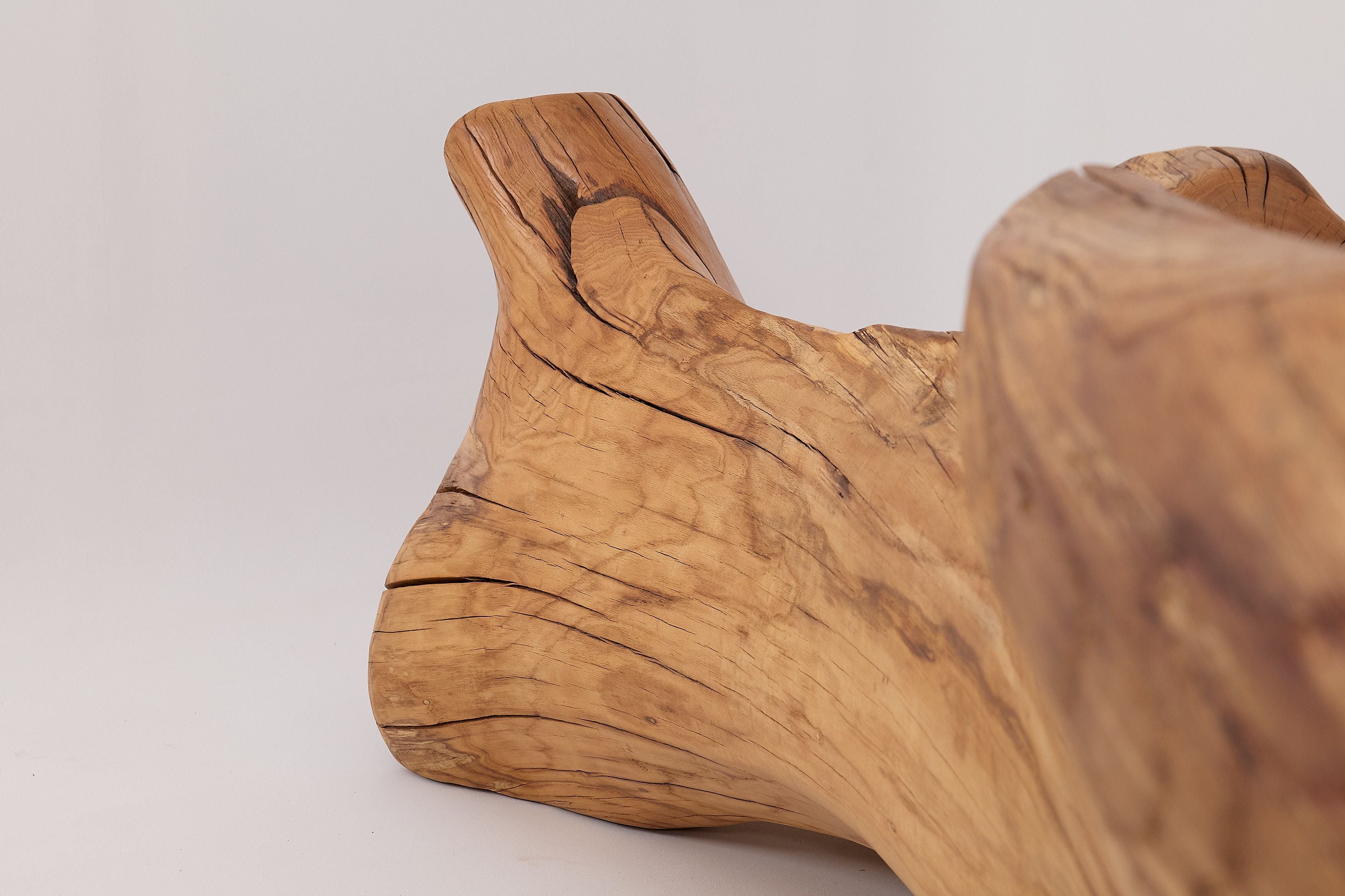 XXL Solid Carved Wood Bench With Raw Organic Form Indoor, & Outdoor, Logniture - image 14