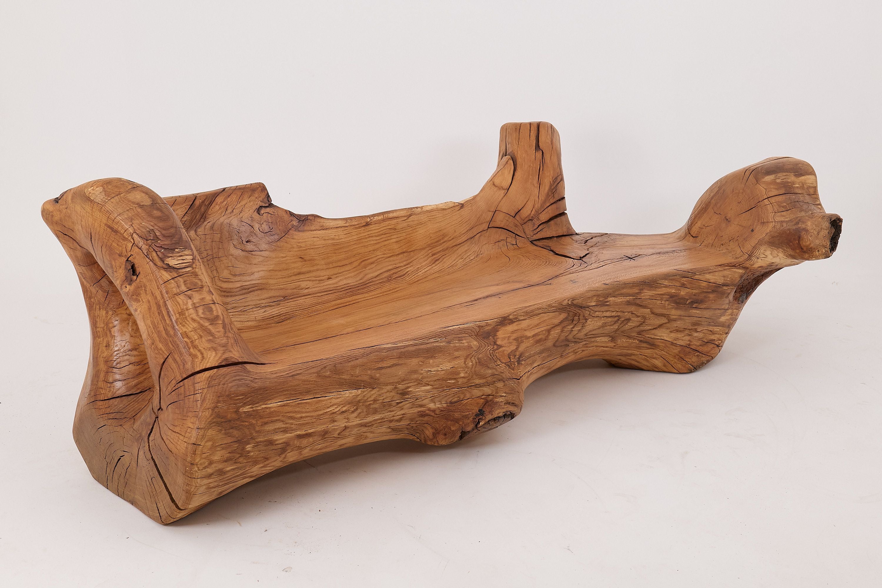 XXL Solid Carved Wood Bench With Raw Organic Form Indoor, & Outdoor, Logniture - image 18