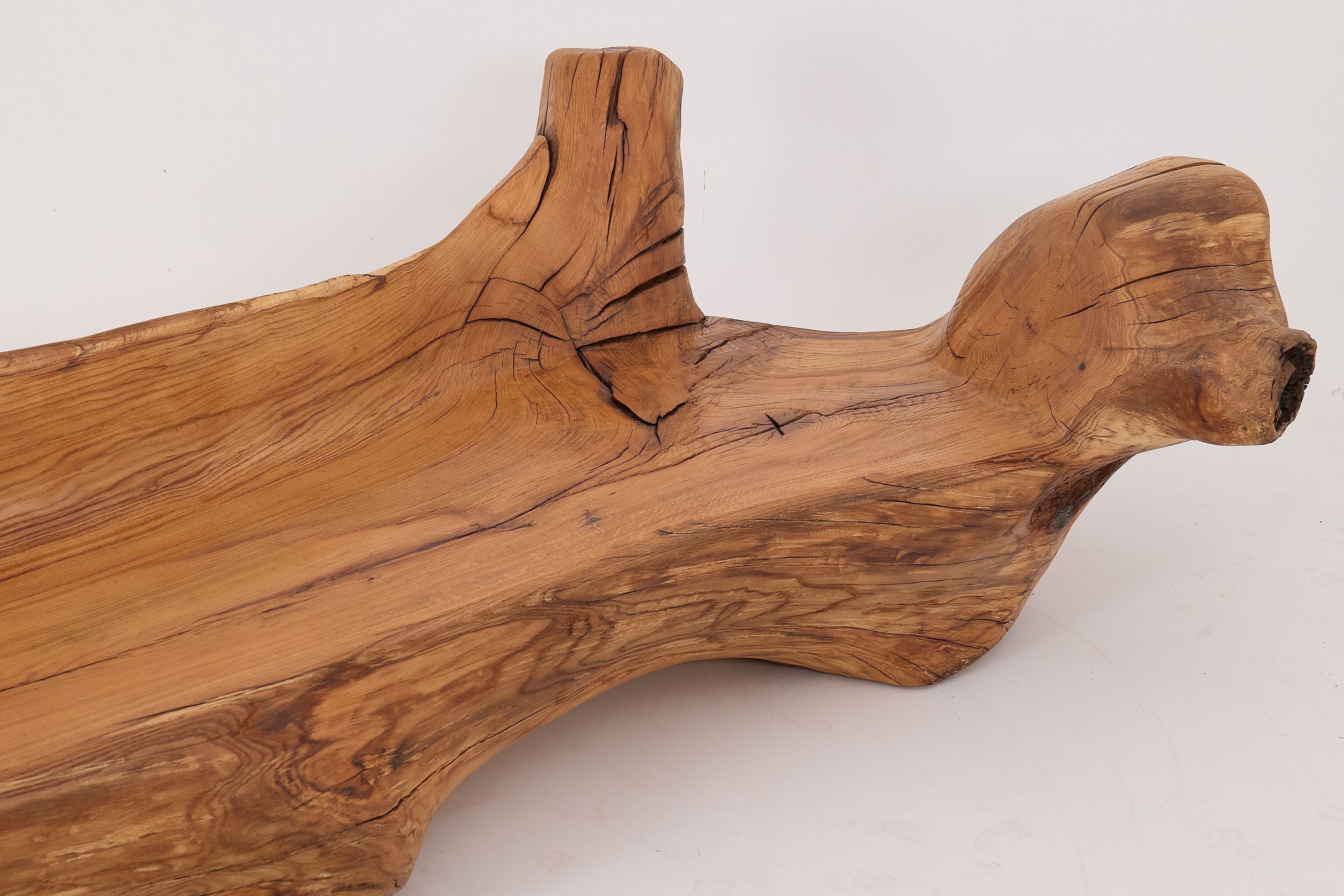 XXL Solid Carved Wood Bench With Raw Organic Form Indoor, & Outdoor, Logniture - image 19